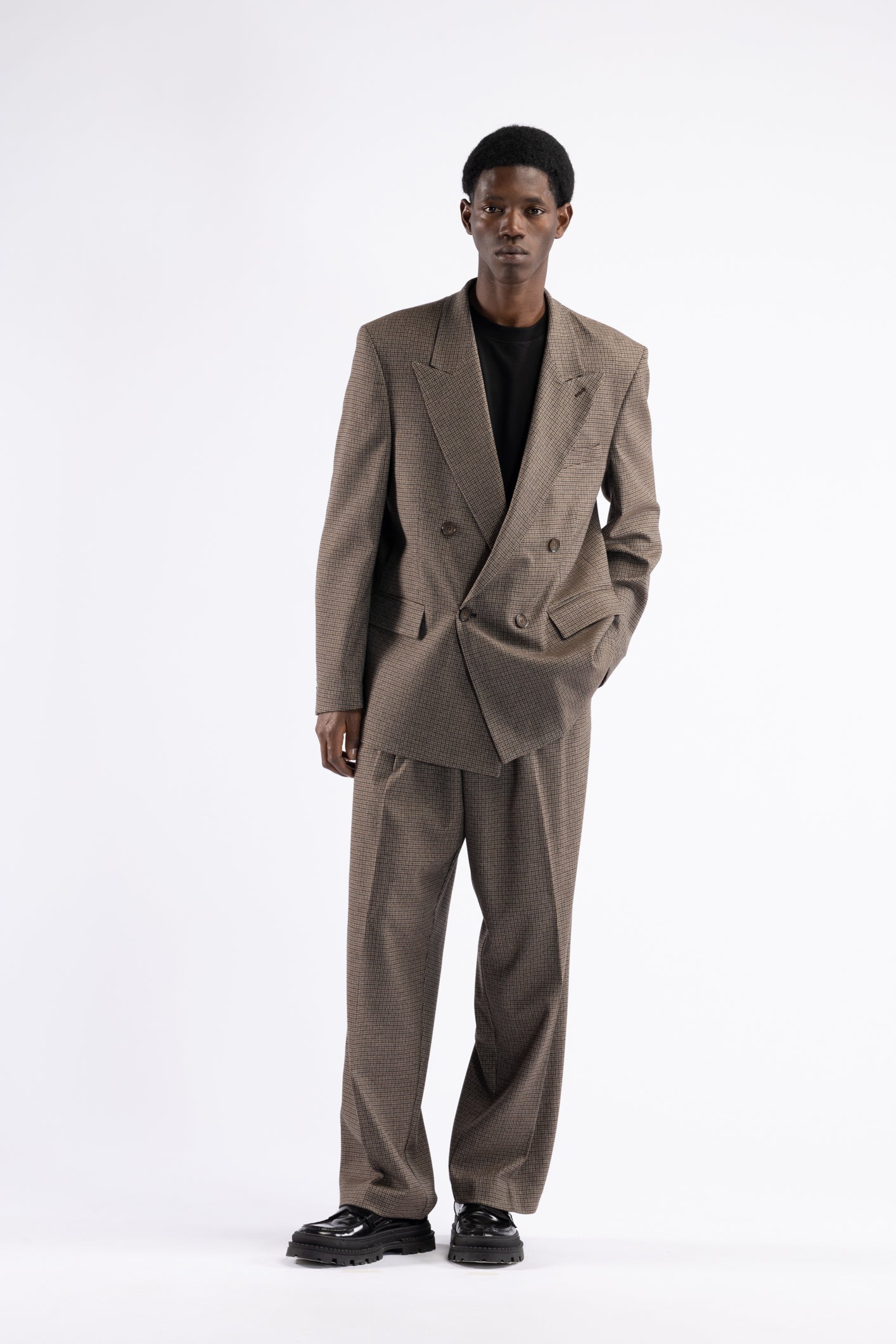 Giacca oversize pied de poule doppiopetto