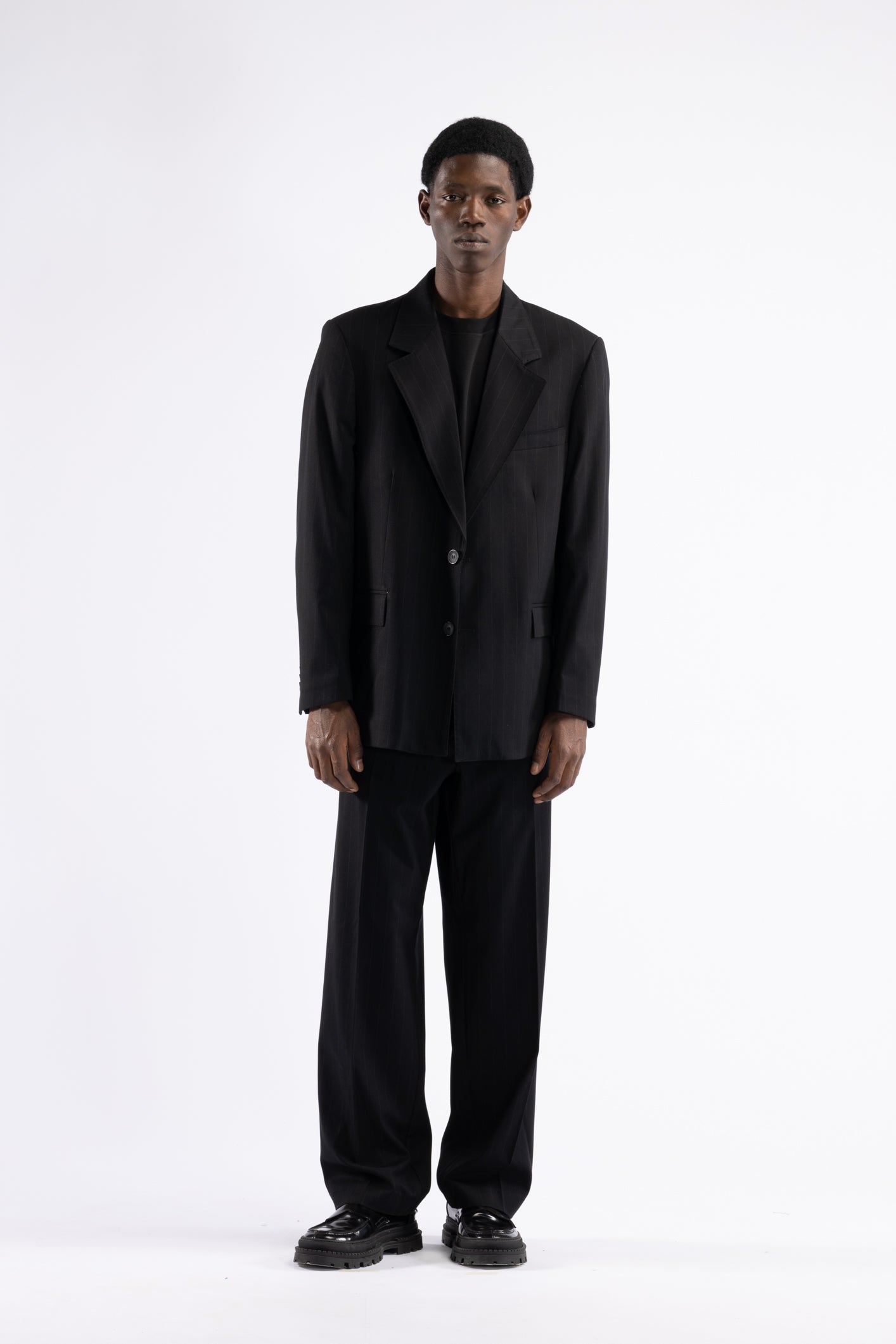 Giacca oversize motivo gessato - Nero