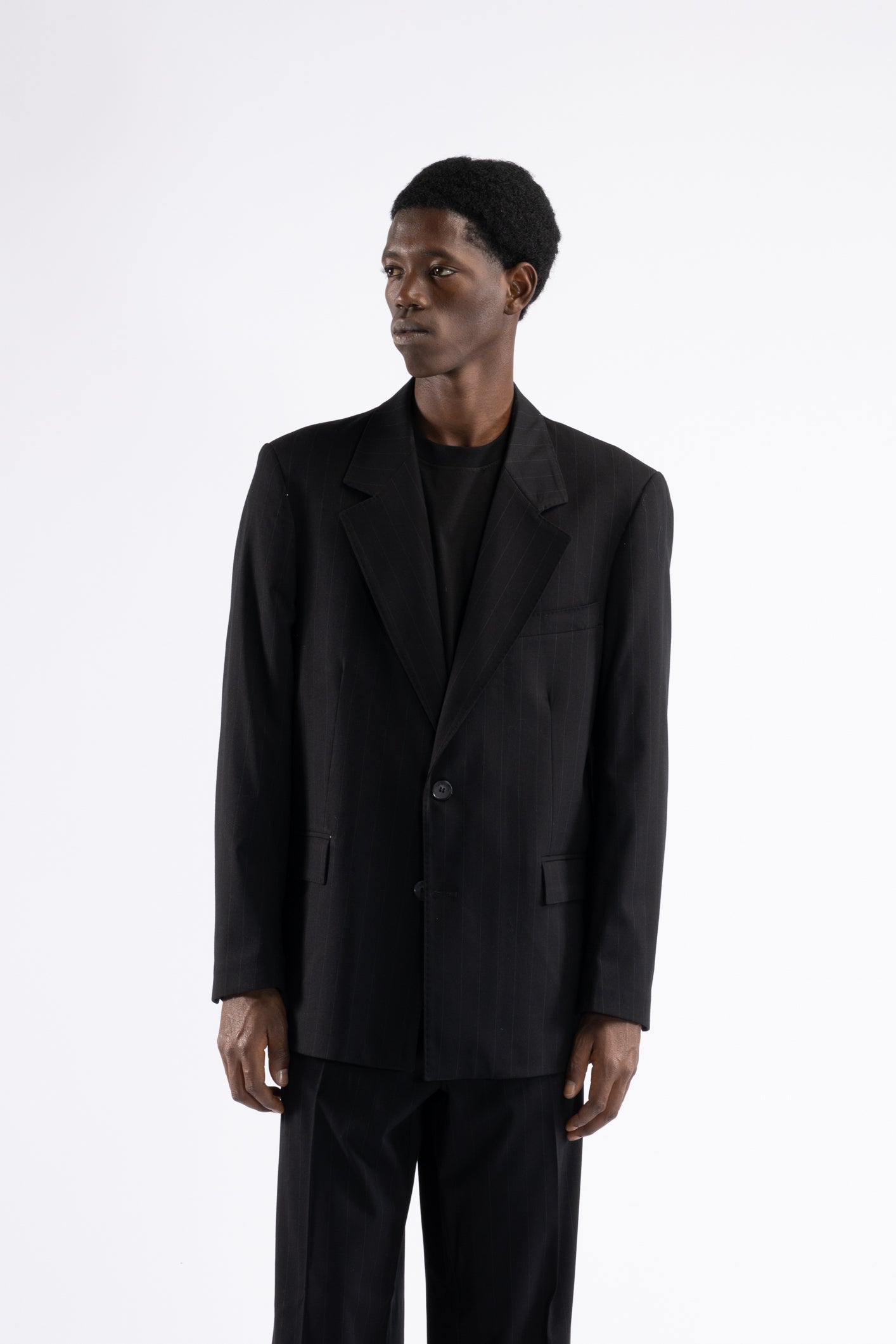 Giacca oversize motivo gessato - Nero