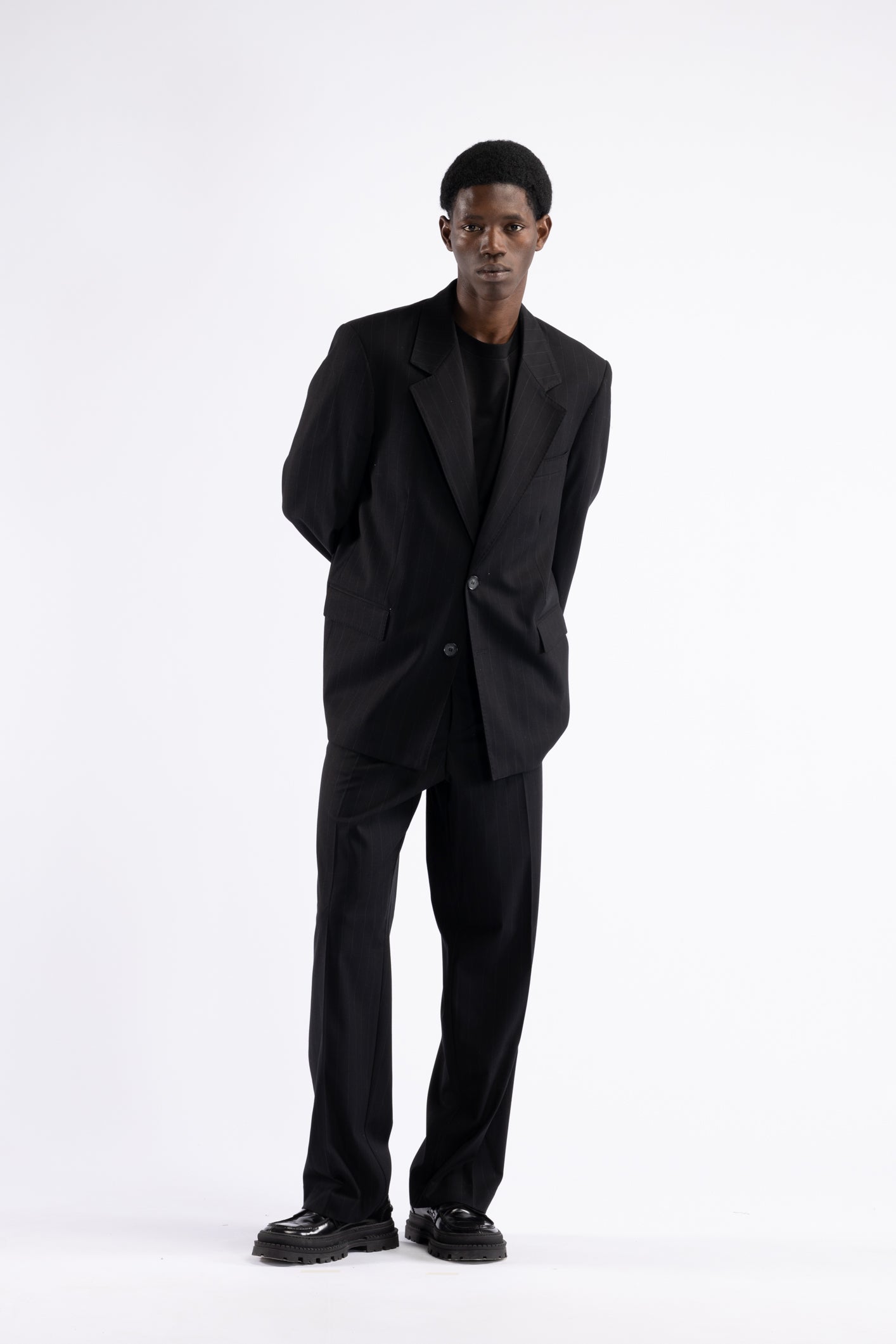 Giacca oversize motivo gessato - Nero