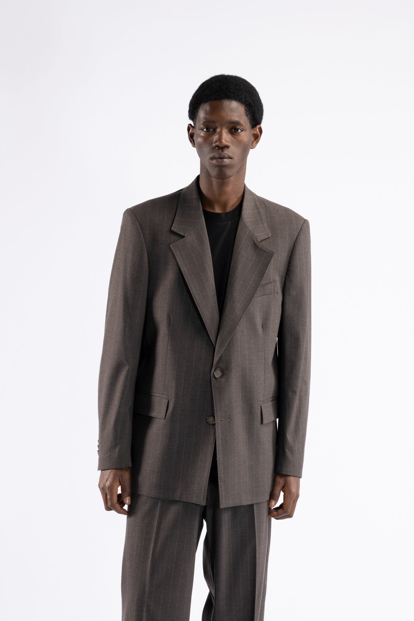 Giacca oversize motivo gessato - Moro