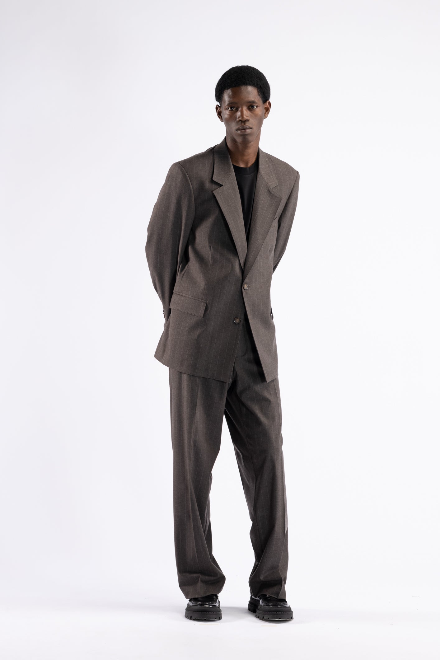 Giacca oversize motivo gessato - Moro