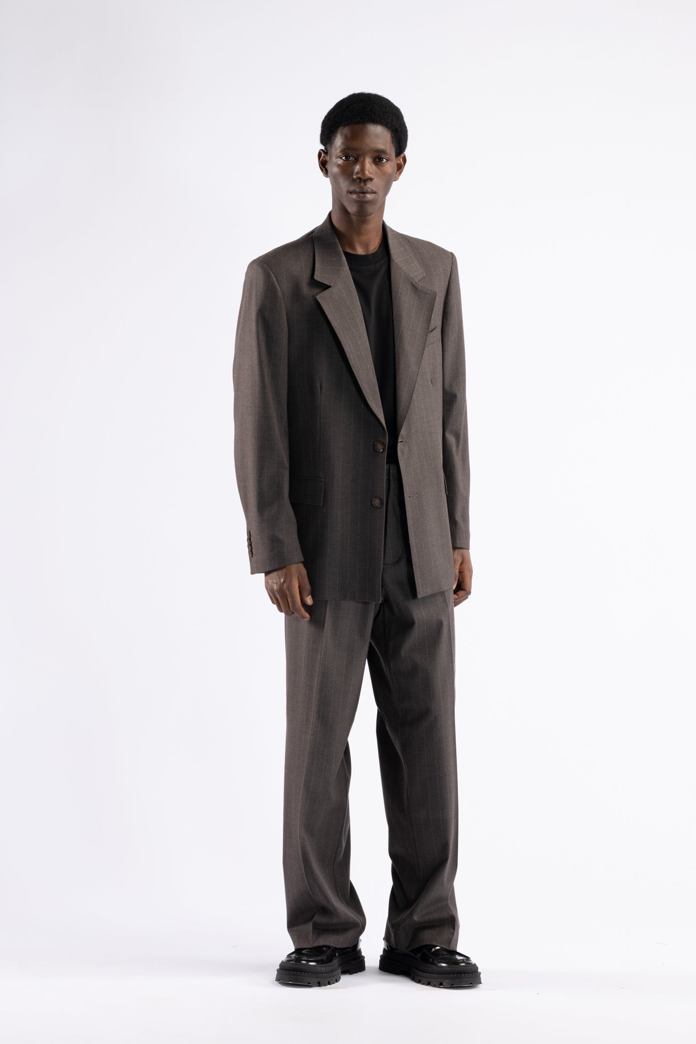 Giacca oversize motivo gessato - Moro