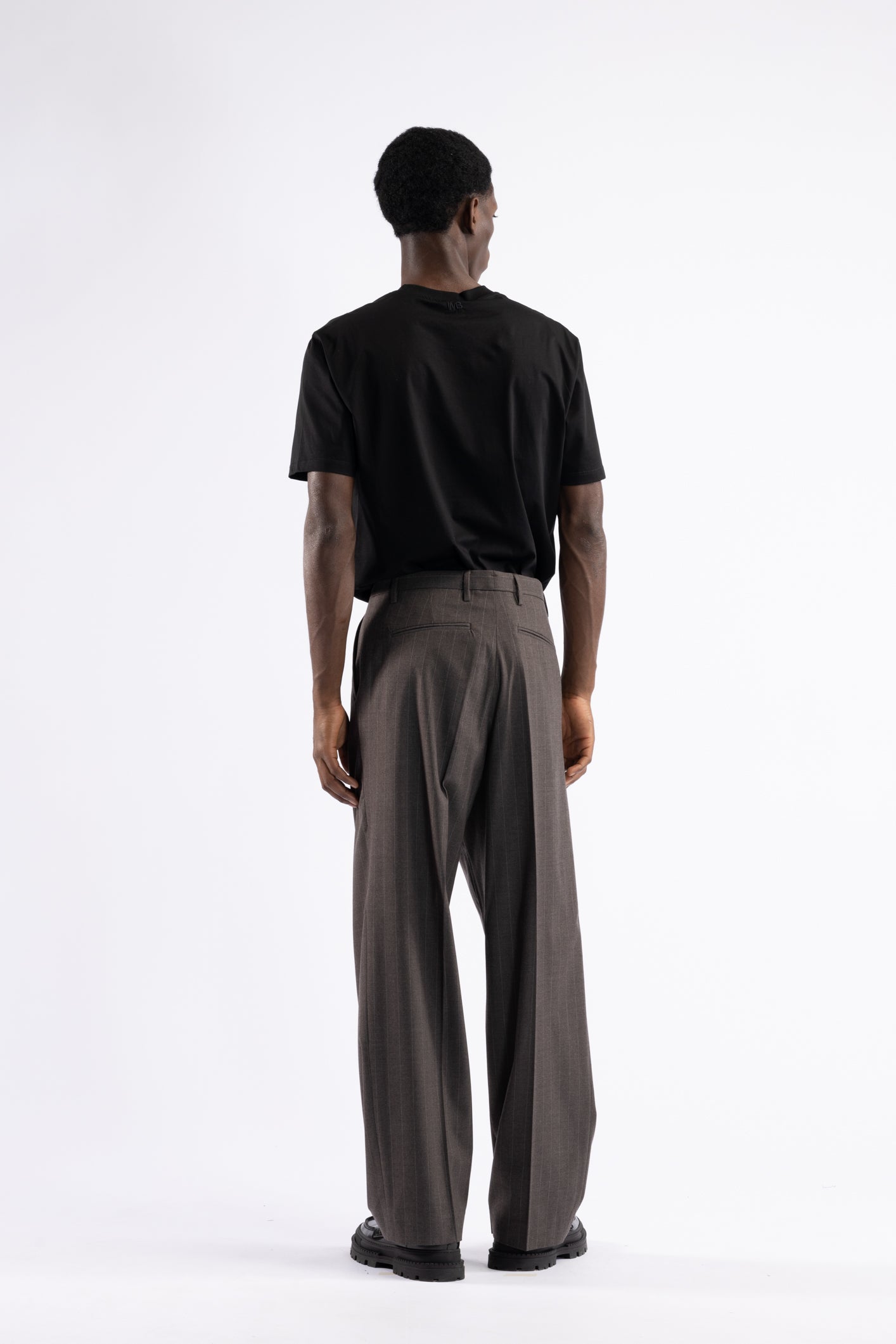 Pantalone fondo ampio gessato - Moro