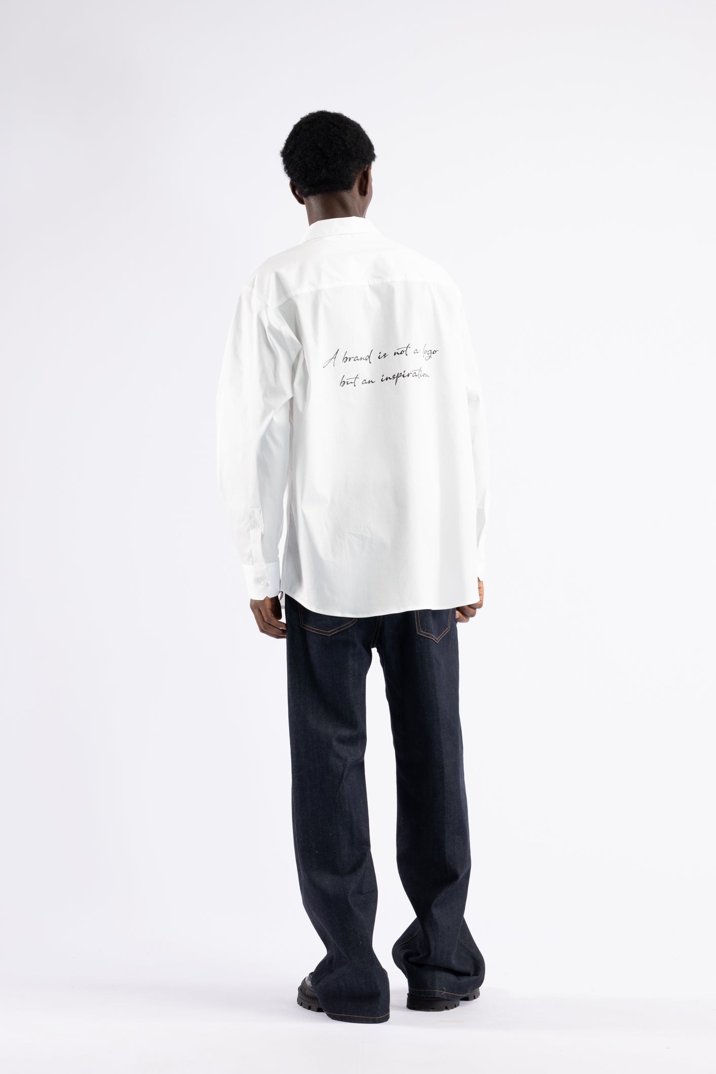 Camicia oversize in cotone con stampa - Bianco