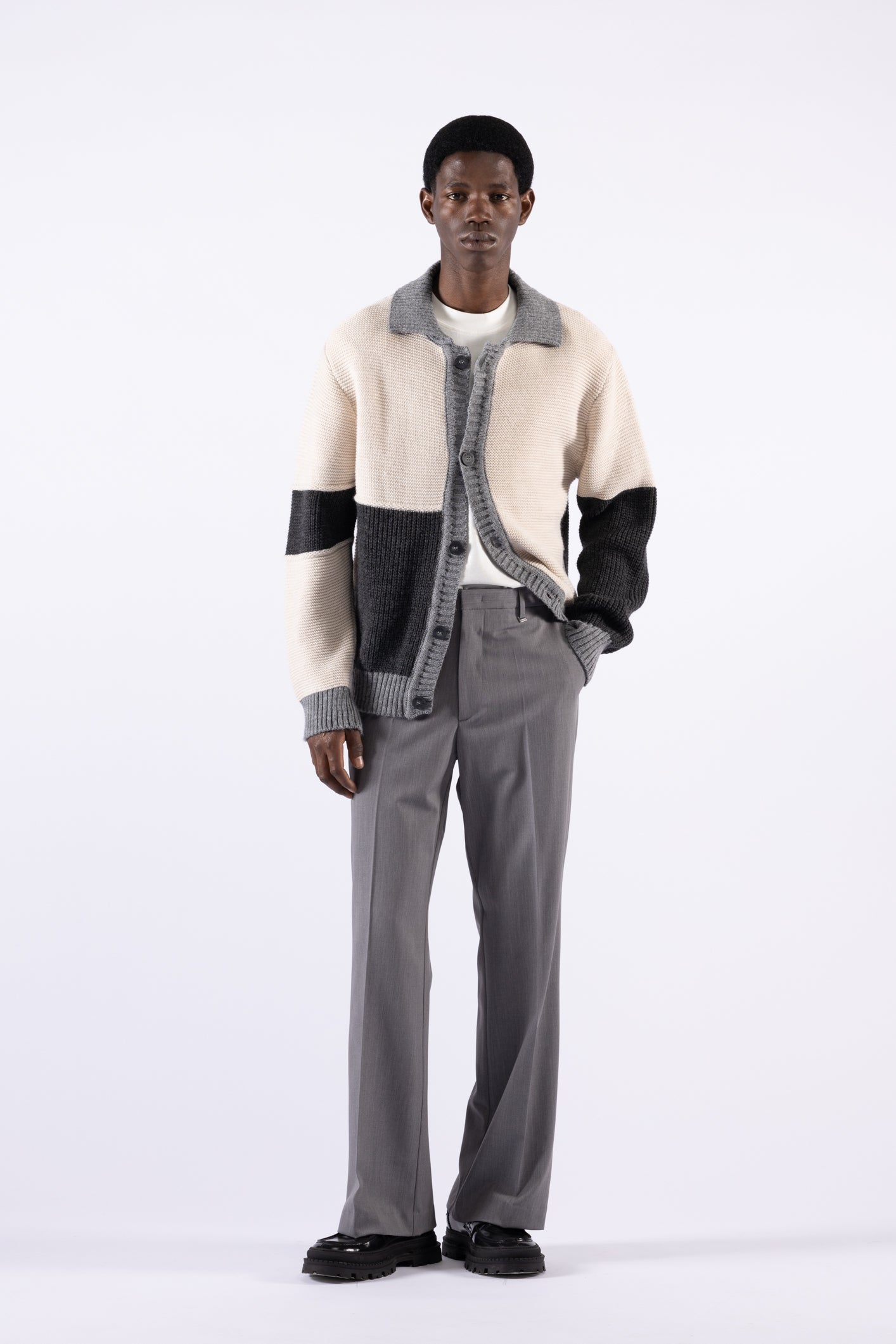 Pantalone flare in misto lana - Grigio