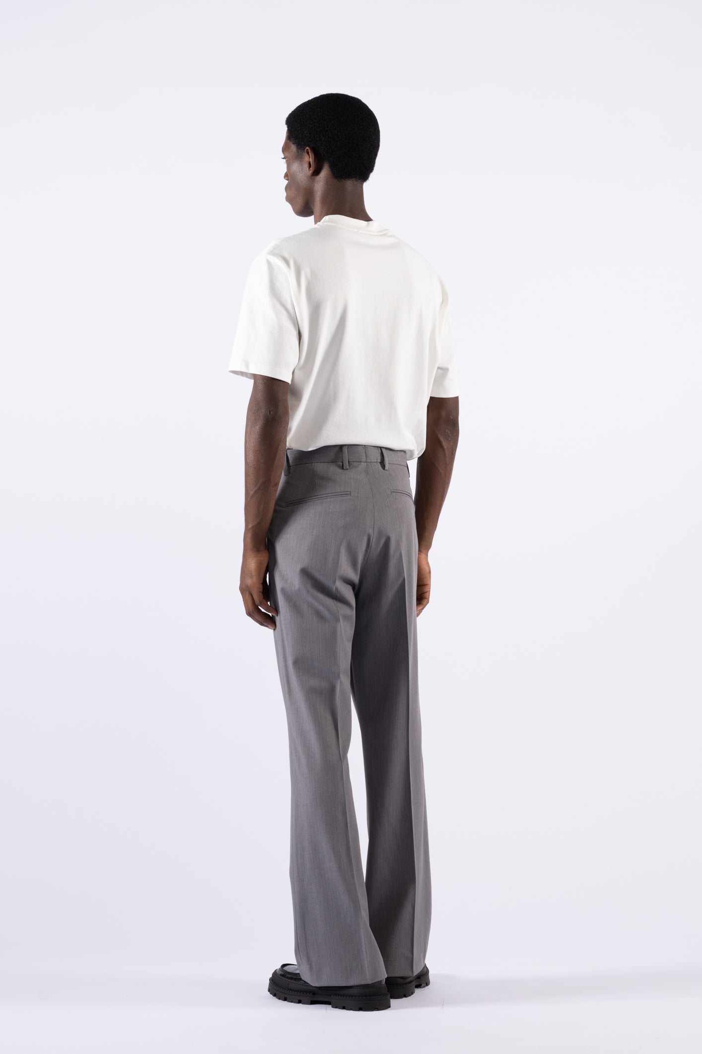 Pantalone flare in misto lana - Grigio