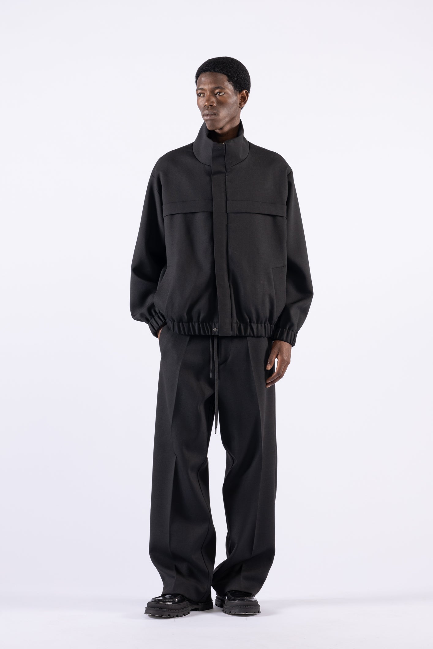 Pantalone con coulisse fondo ampio - Nero