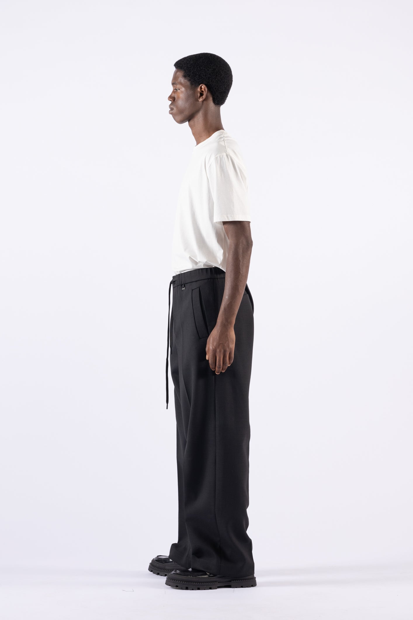 Pantalone con coulisse fondo ampio - Nero