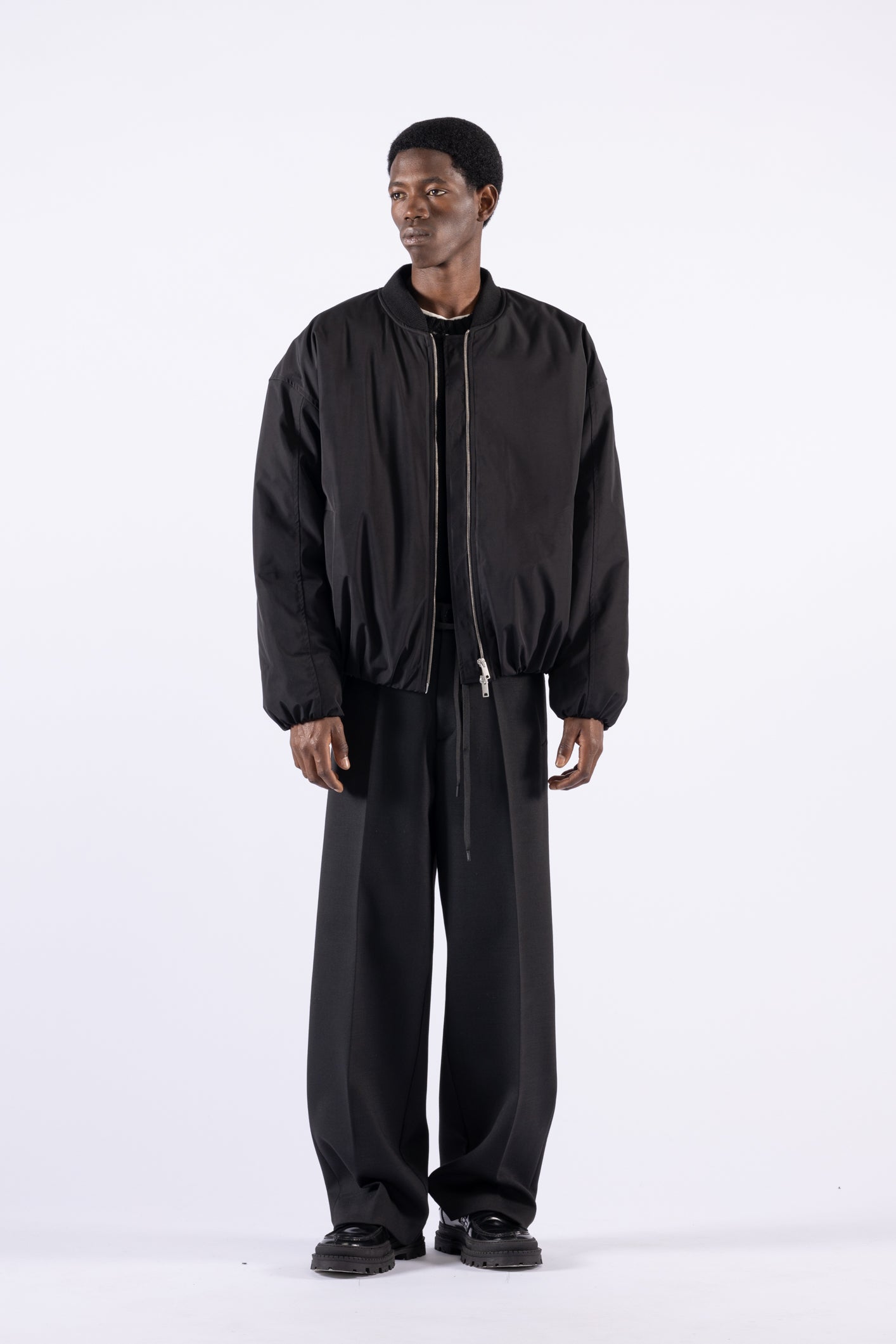 Bomber oversize in nylon - Nero