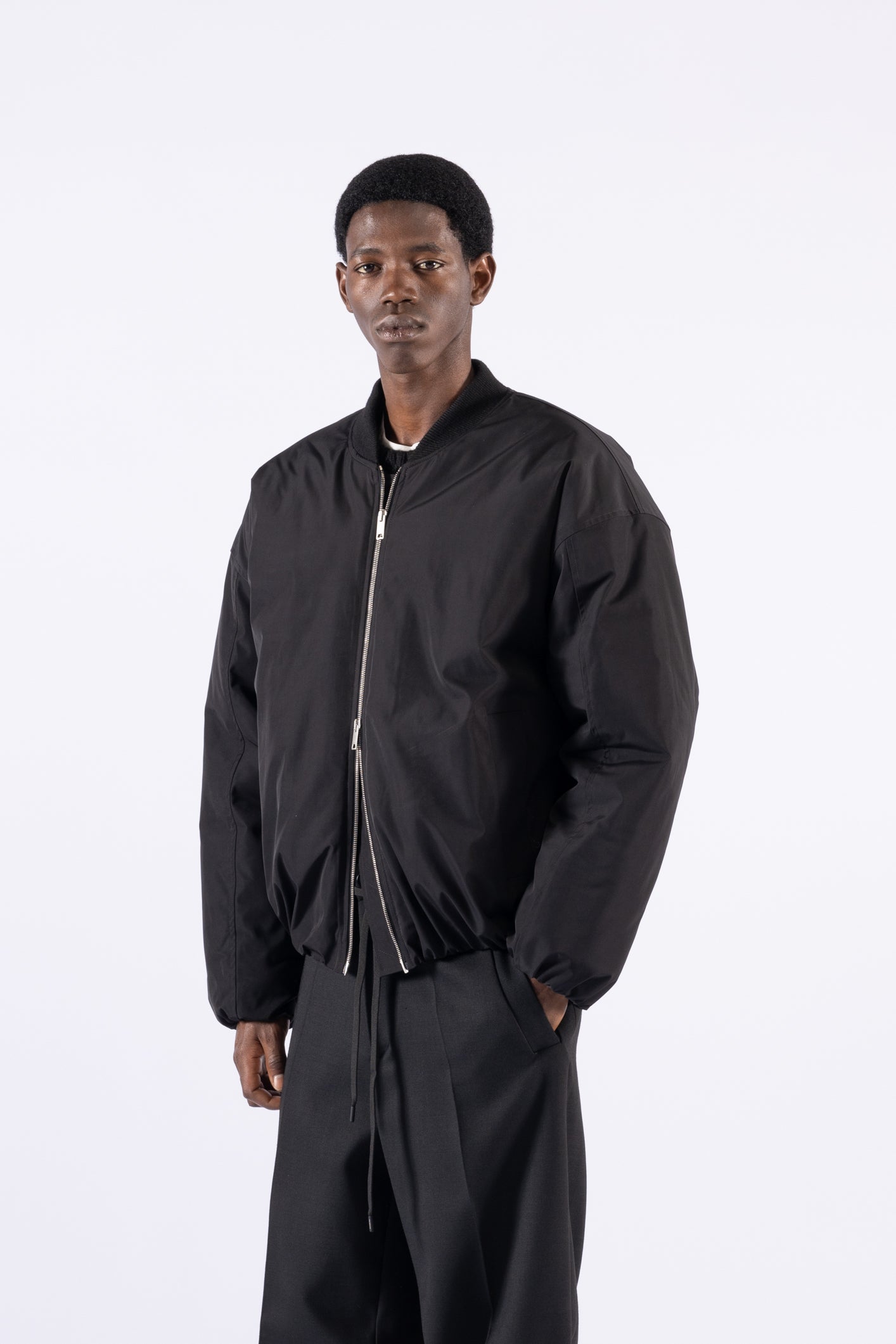 Bomber oversize in nylon - Nero