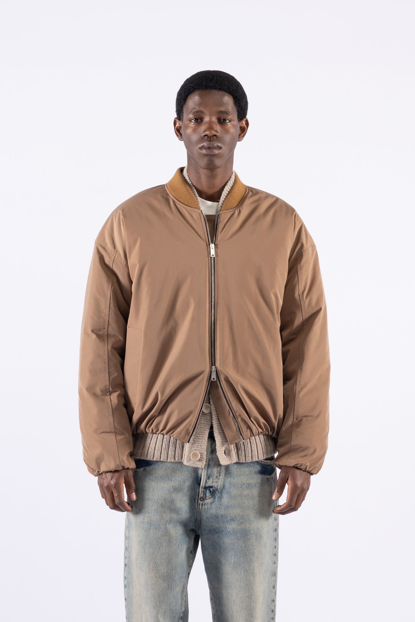 Bomber oversize in nylon - Tabacco