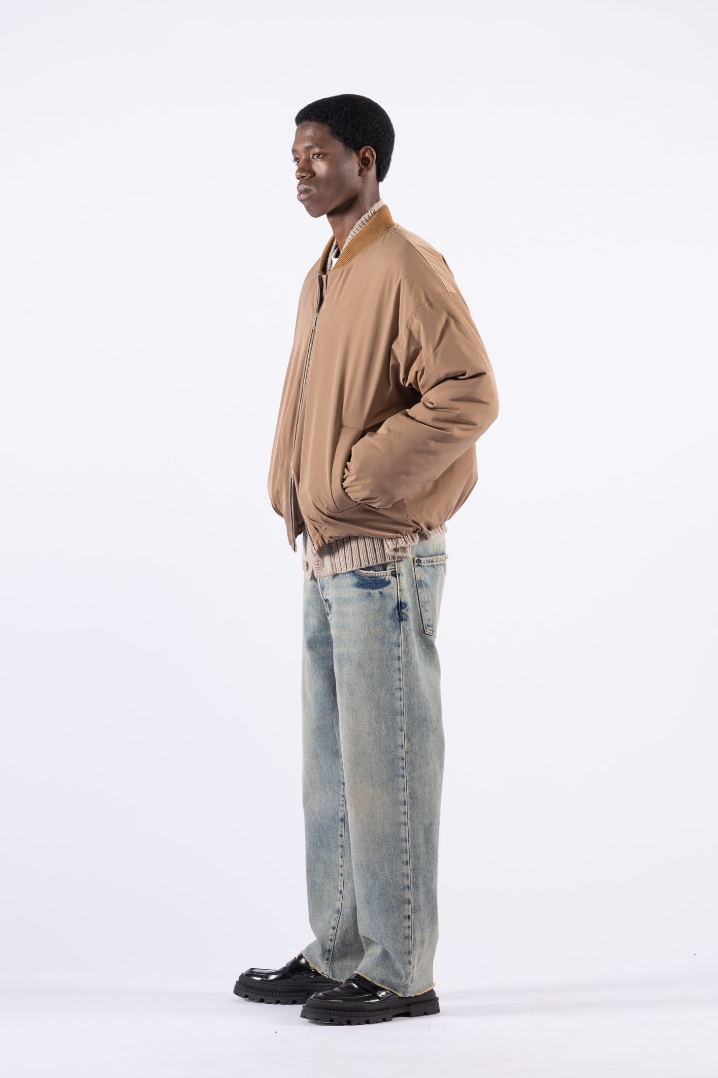 Bomber oversize in nylon - Tabacco