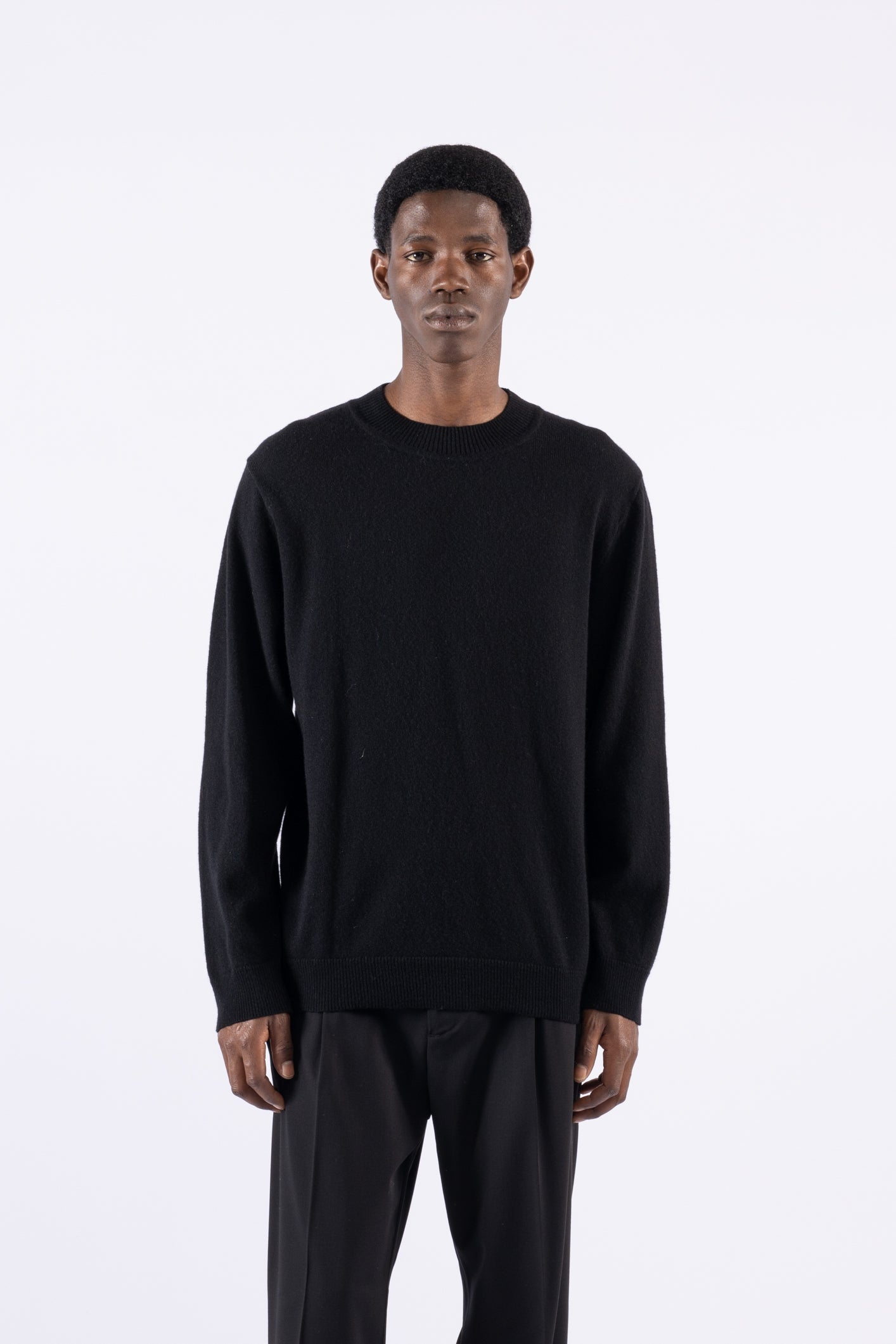 Crewneck wool sweater - Black
