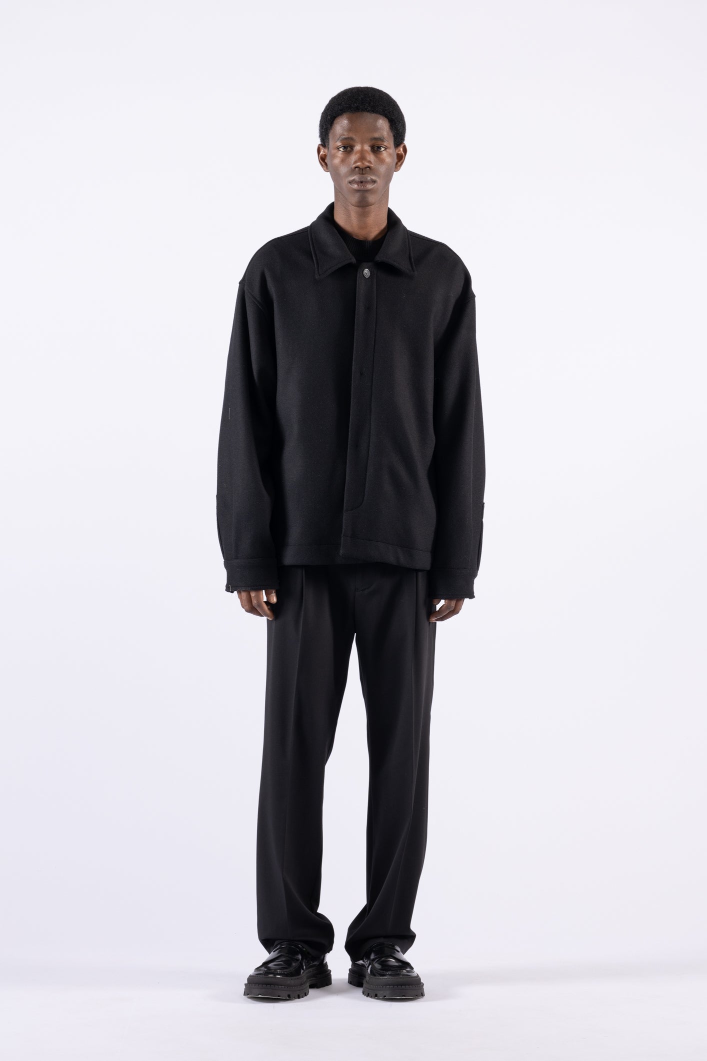 Giacca camicia in lana - Nero