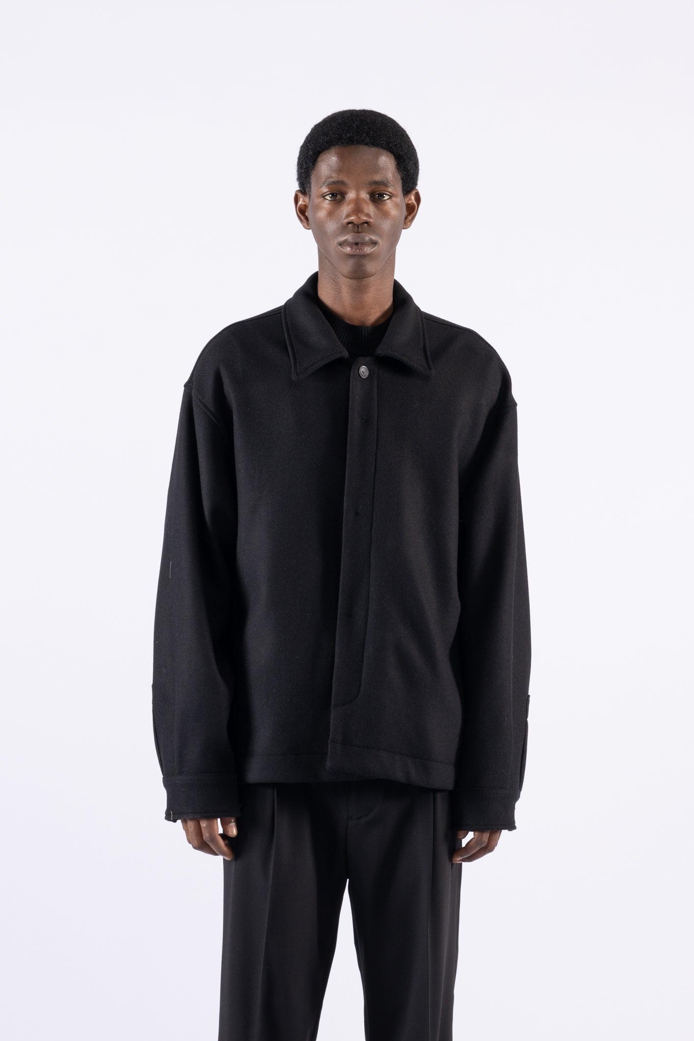 Giacca camicia in lana - Nero