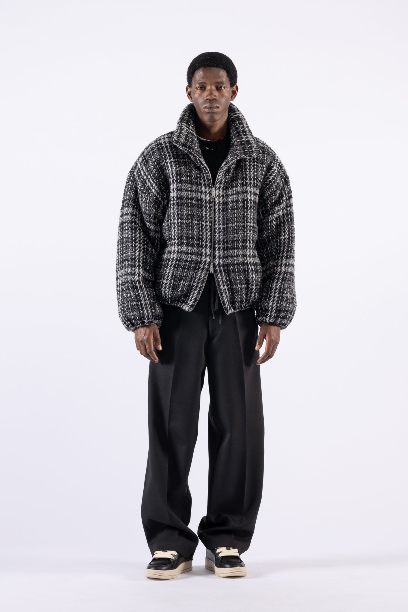 Giacca oversize in tweed motivo check