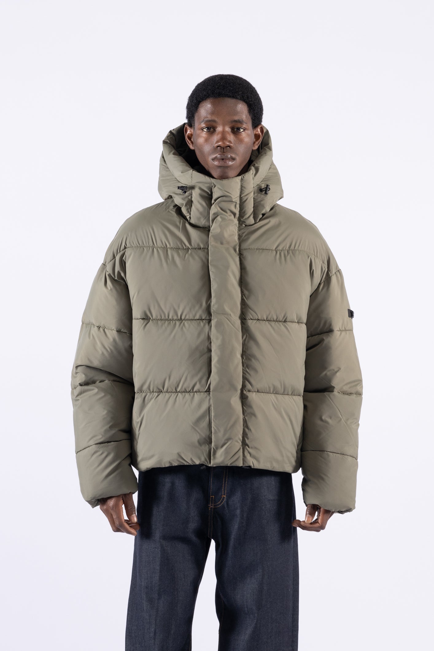 Piumino oversize con cappuccio - Verde