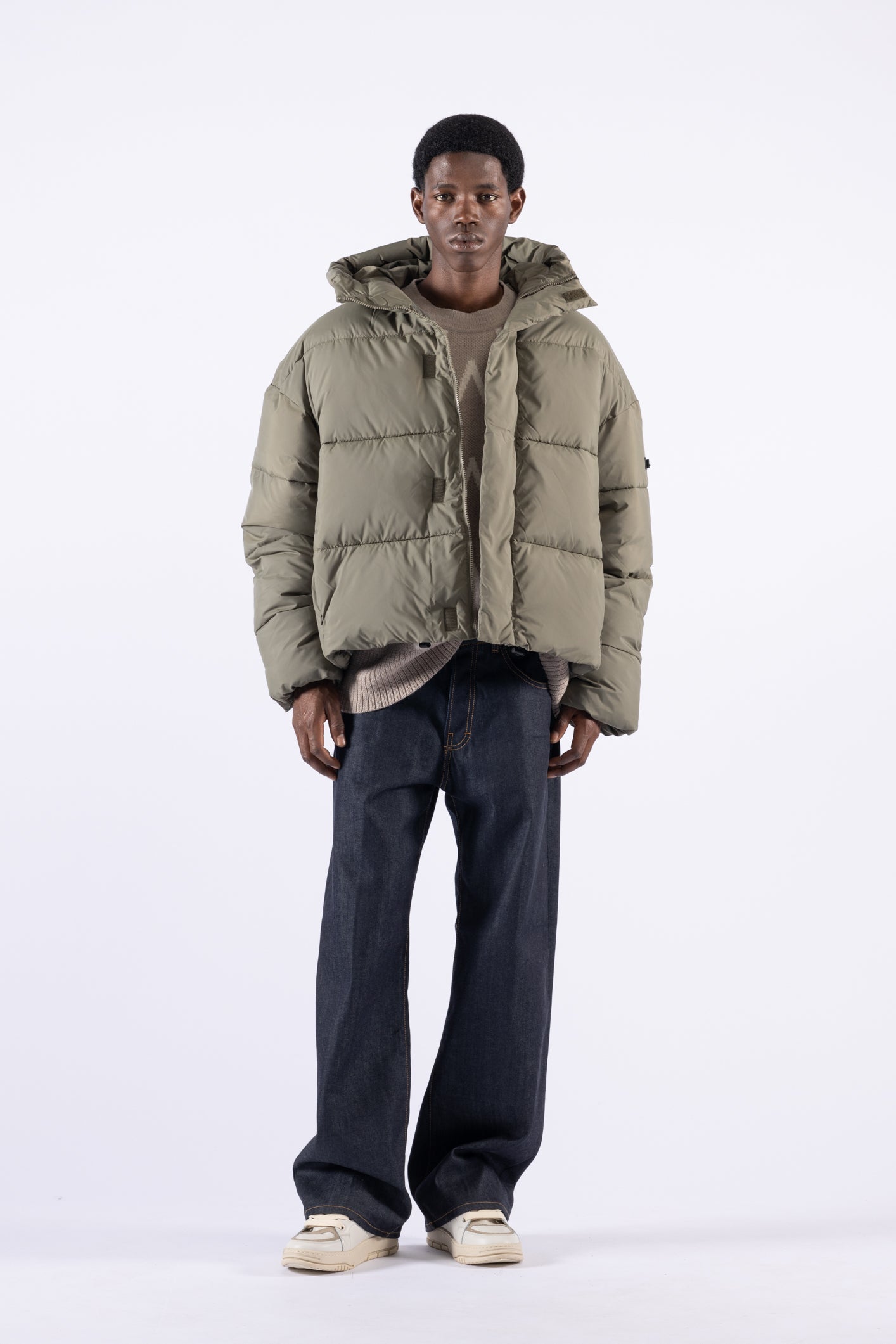 Piumino oversize con cappuccio - Verde