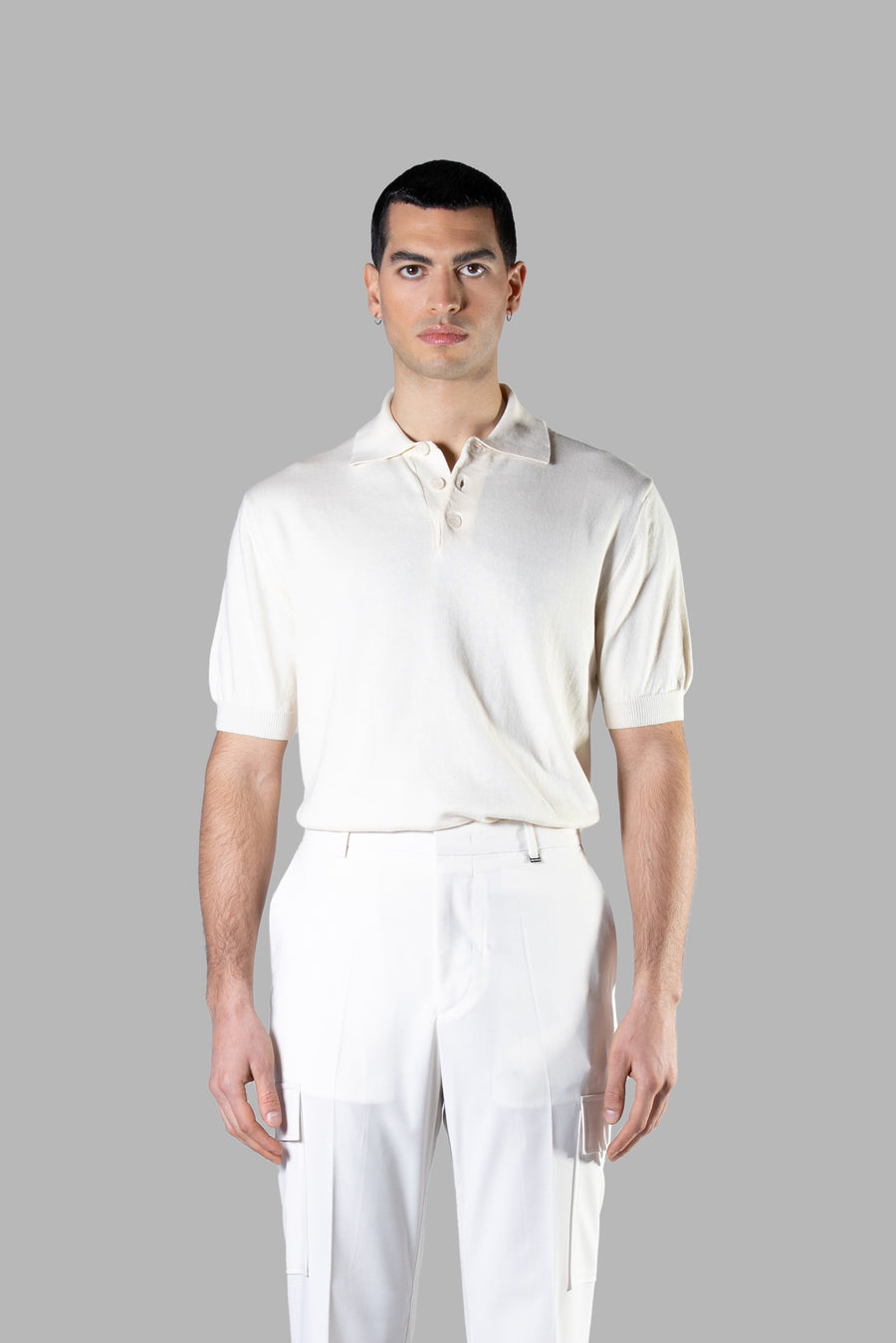 Polo in maglia di cotone regular fit - Panna