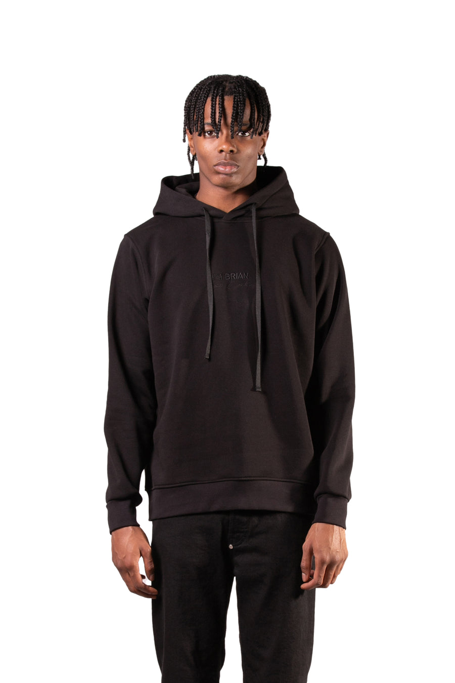 Regular fit hoodie sweatshirt with matching logo embroidery - Black