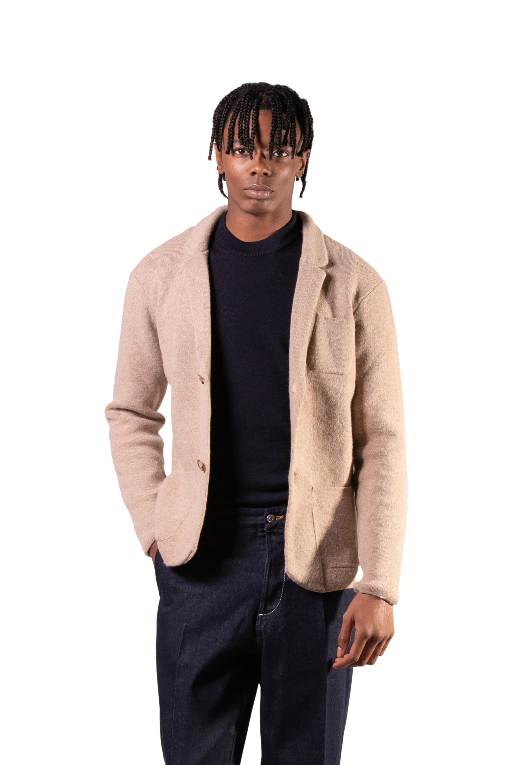 Single-breasted wool jacket - Beige