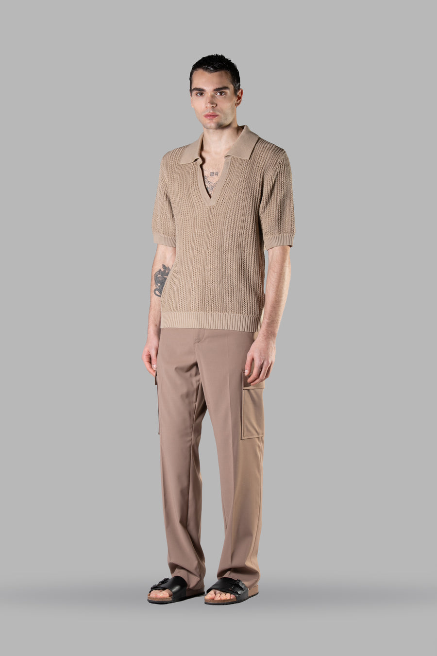 Polo in maglia di cotone - Beige