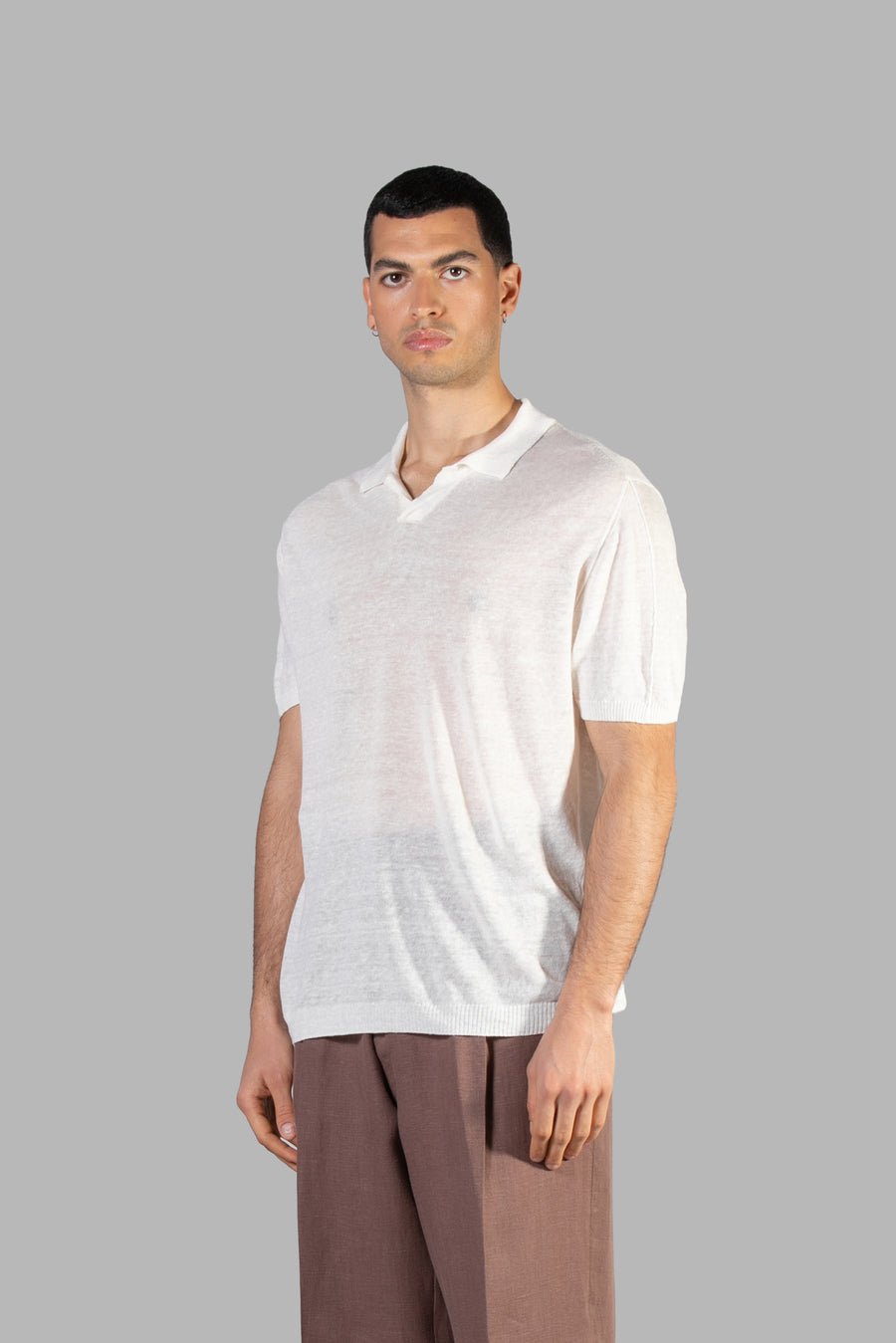 Polo in lino regular fit - Naturale