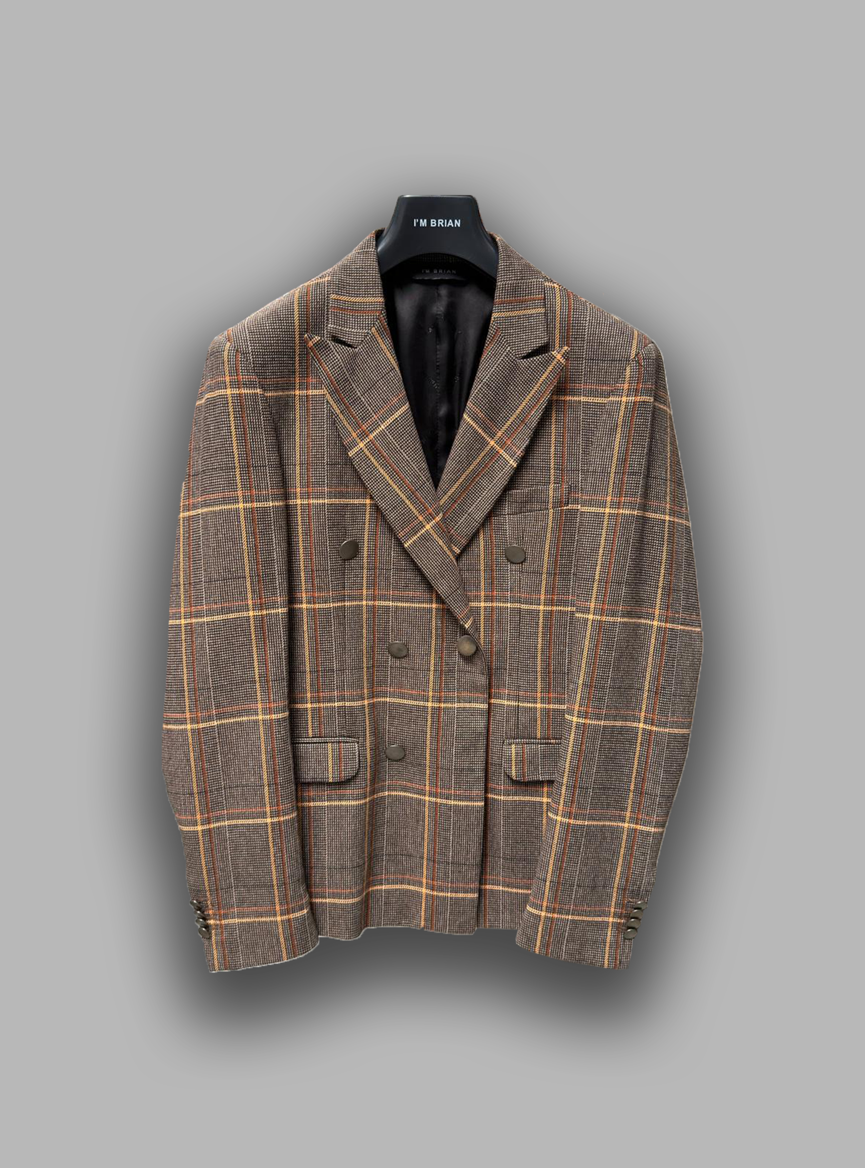 Double-breasted checked wool jacket
