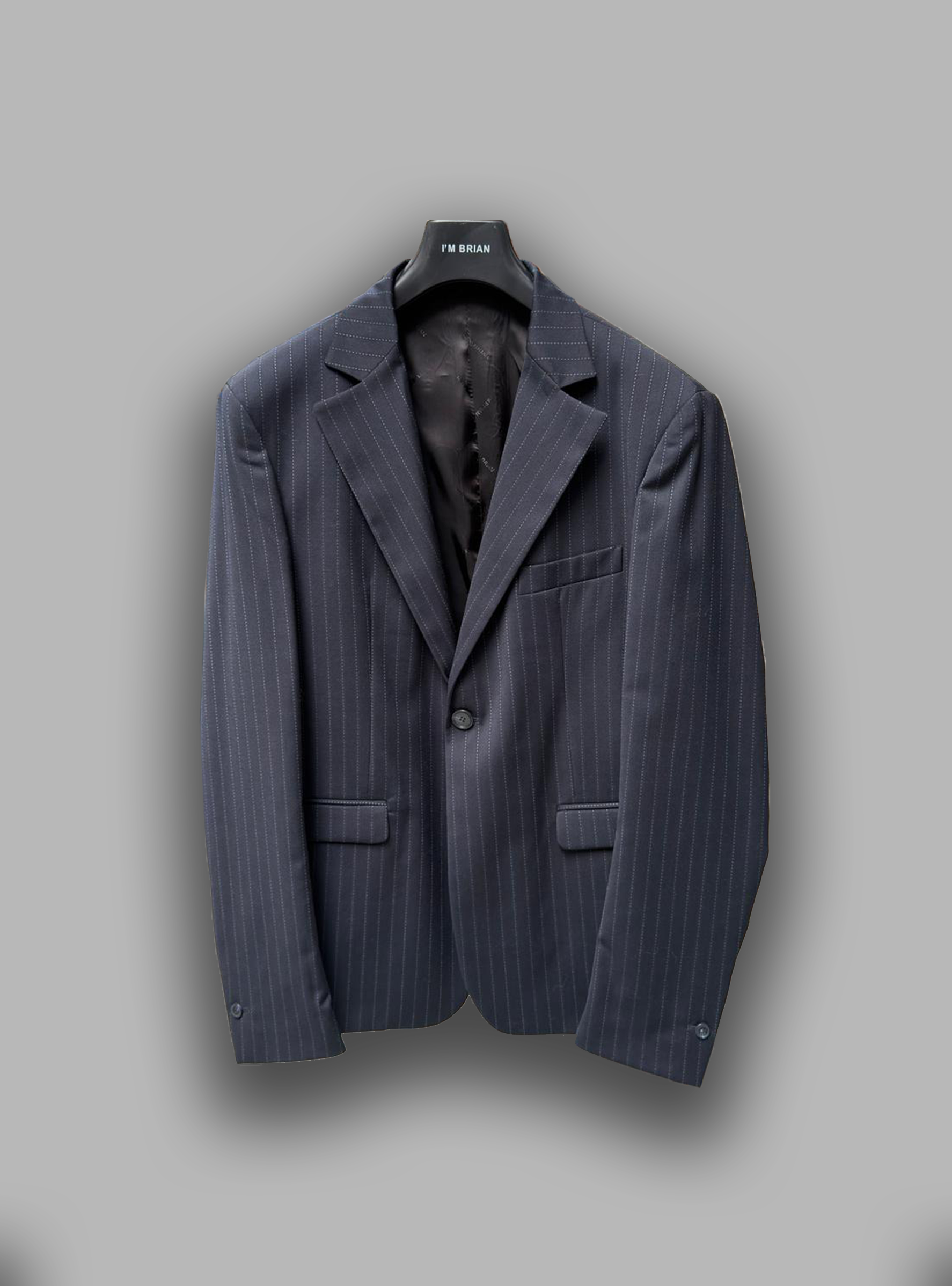 Single-breasted pinstriped wool jacket - Blue