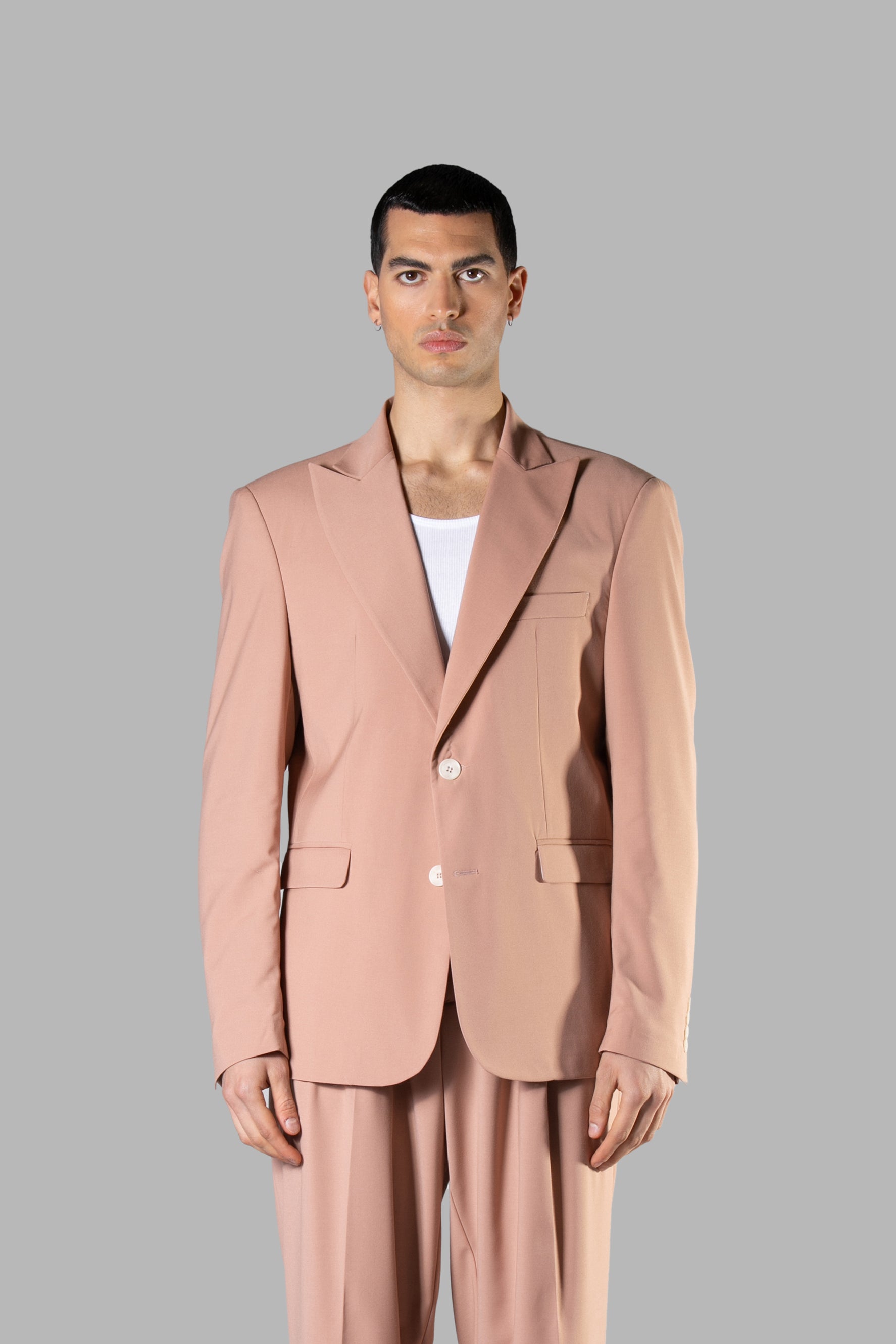 Single-breasted viscose suit jacket - Powder pink 