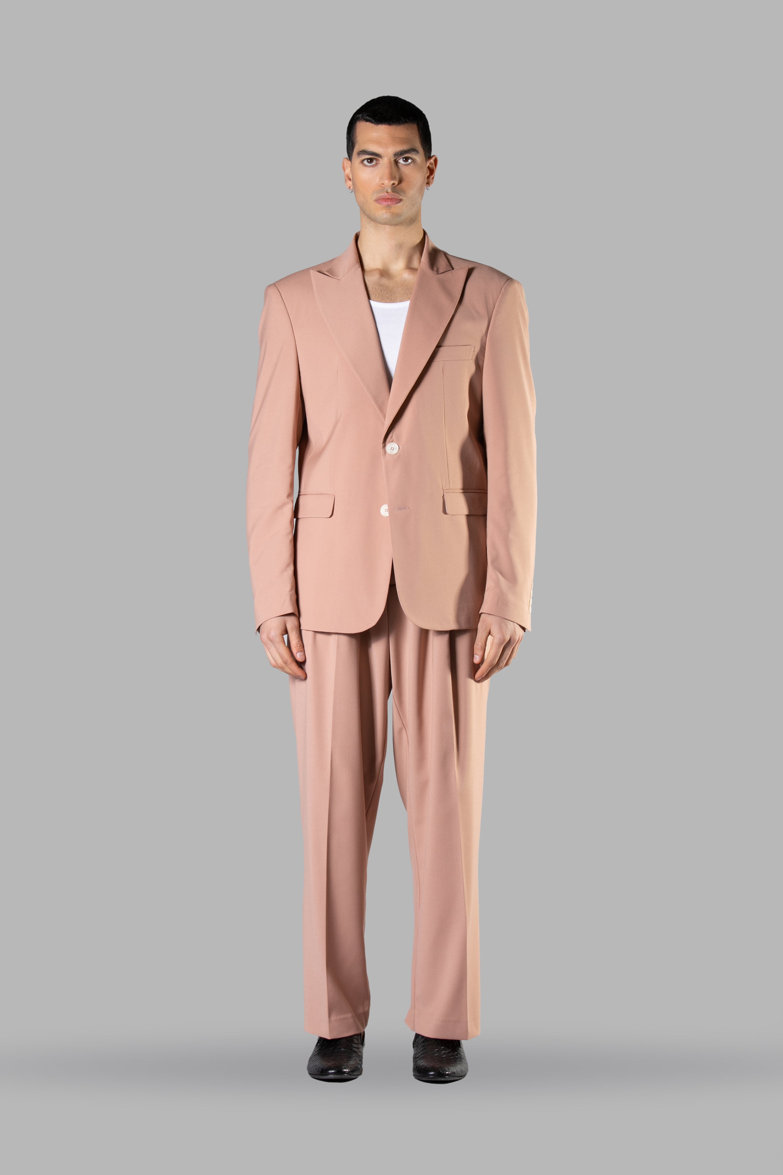 Single-breasted viscose suit jacket - Powder pink 