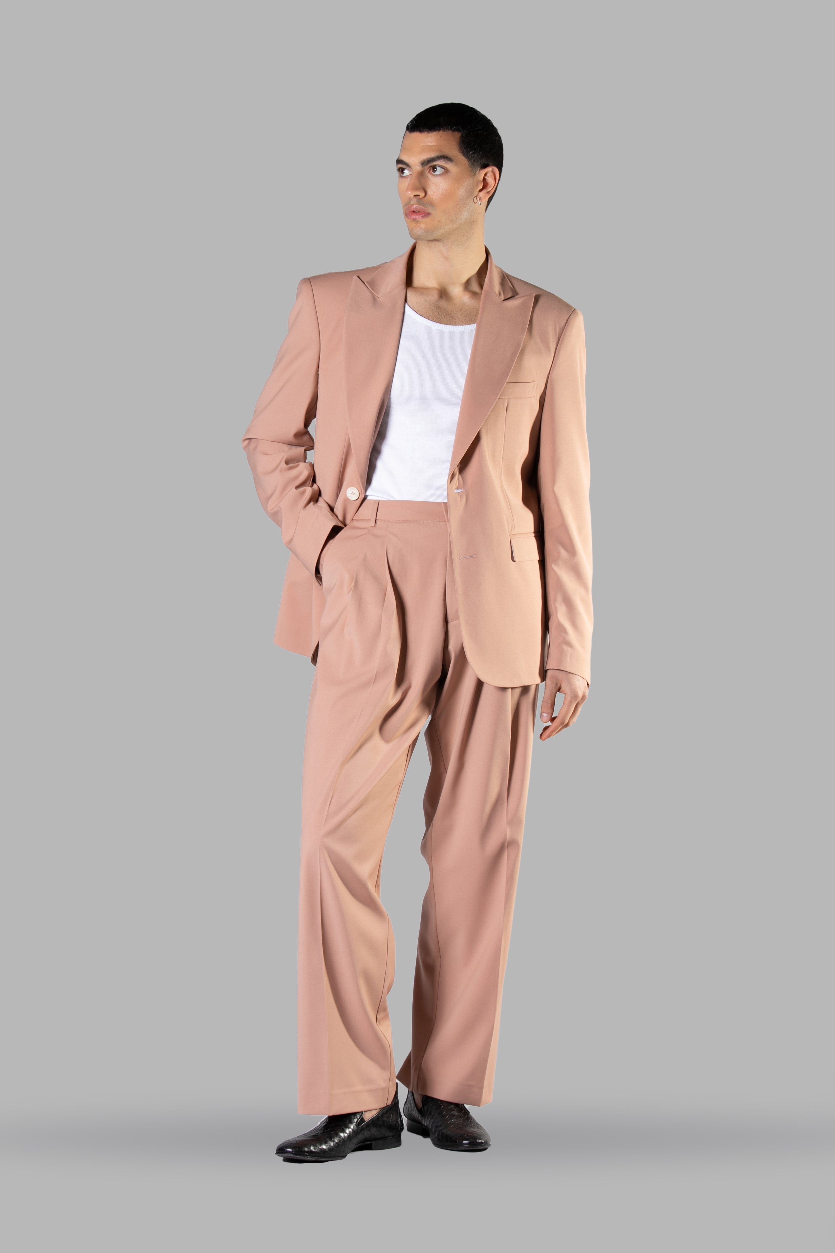 Single-breasted viscose suit jacket - Powder pink 
