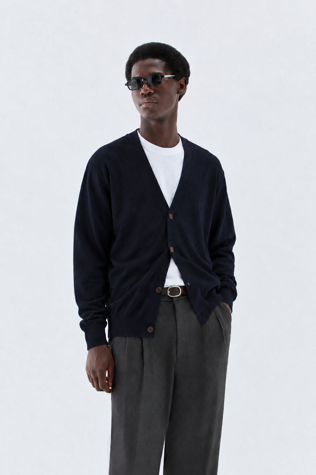 Cardigan in maglia rasata - Blu