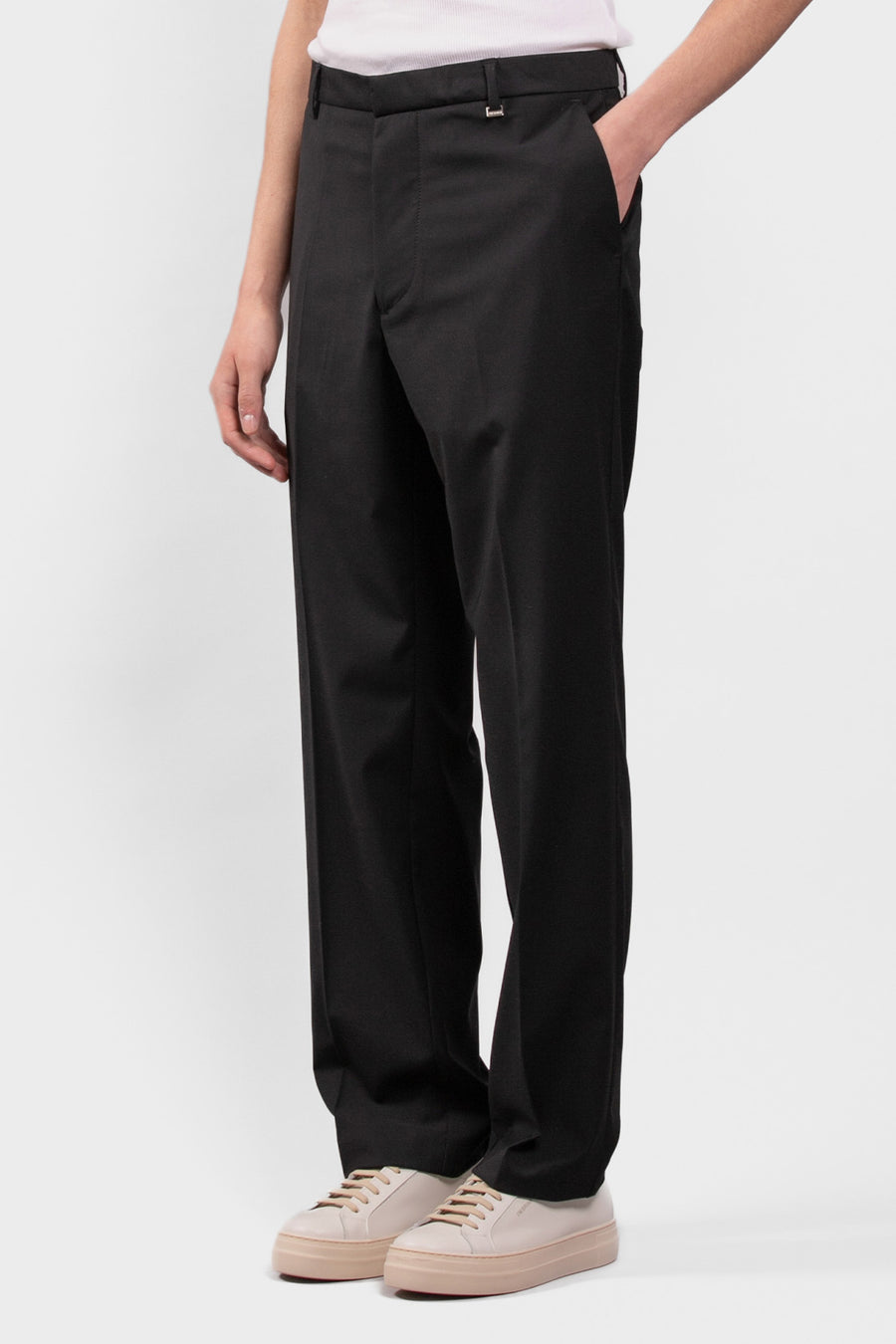 Pantalone fondo ampio in misto viscosa - Nero