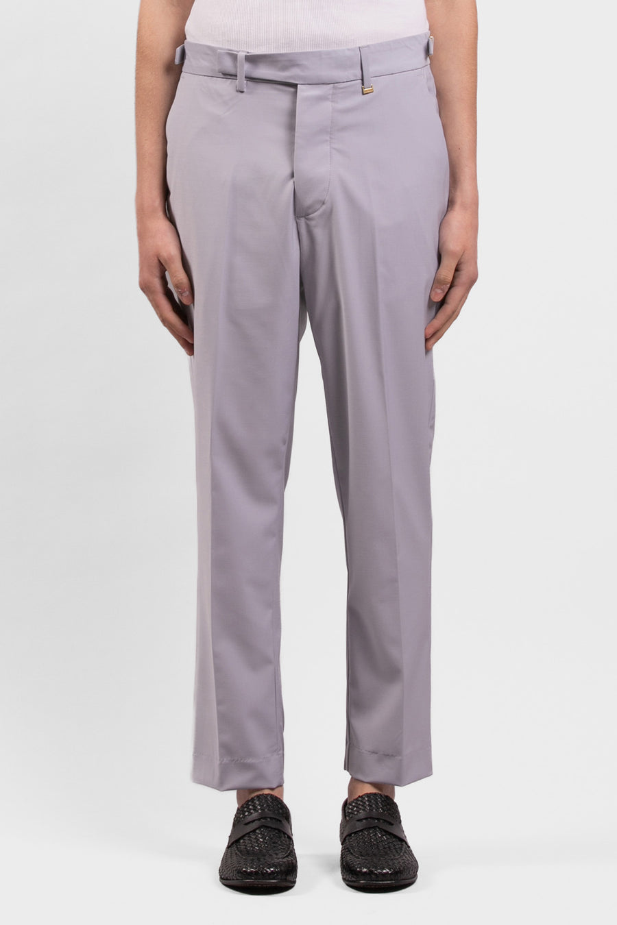 Pantalone tasca america con fibbie laterali in misto viscosa - Ghiaccio
