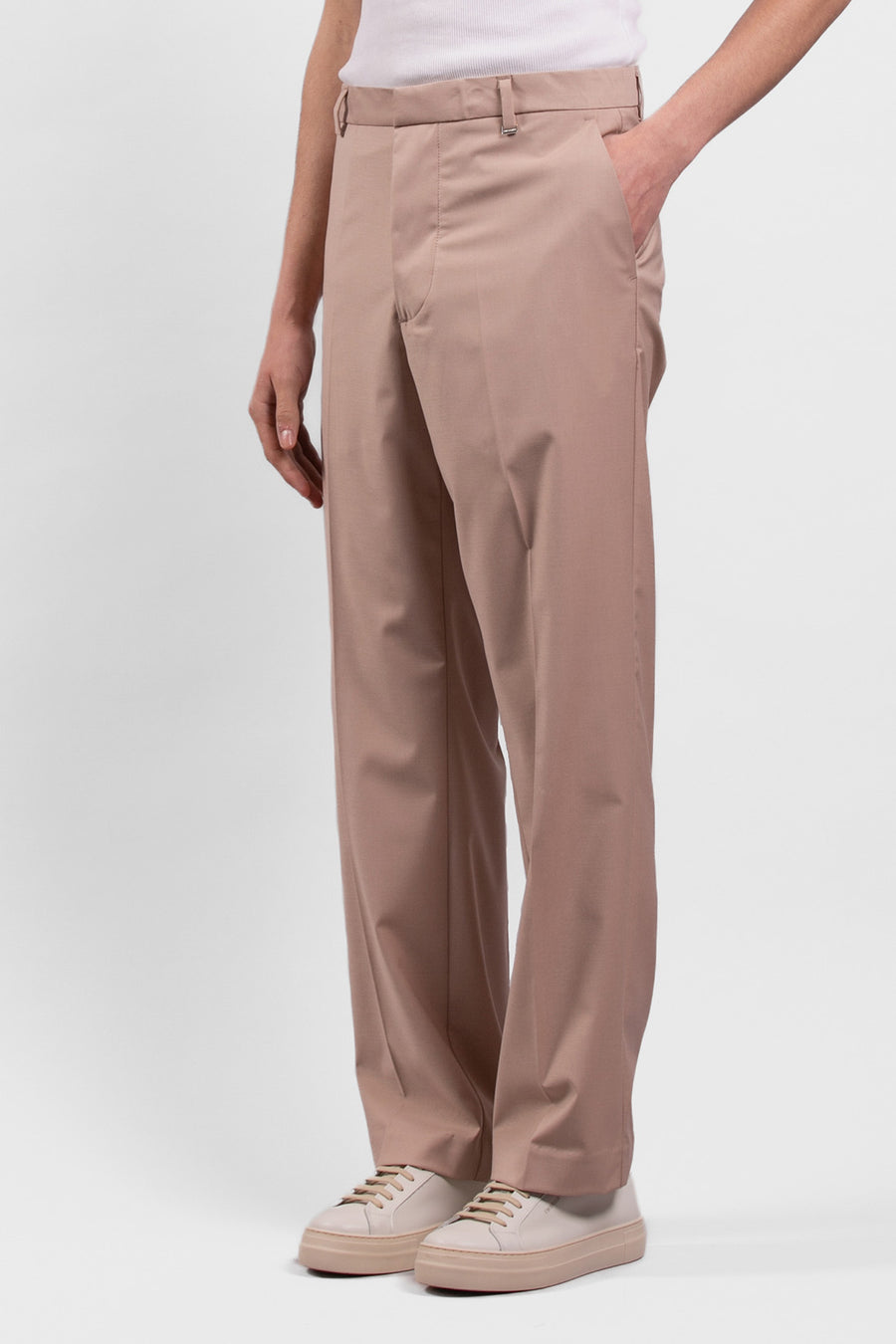 Pantalone fondo ampio in misto viscosa - Cipria