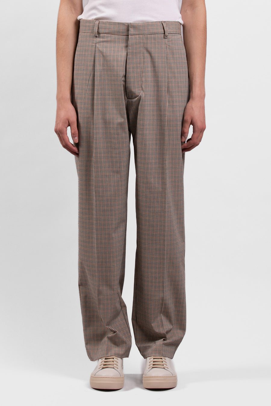 Pantalone fondo ampio una pinces microfantasia check