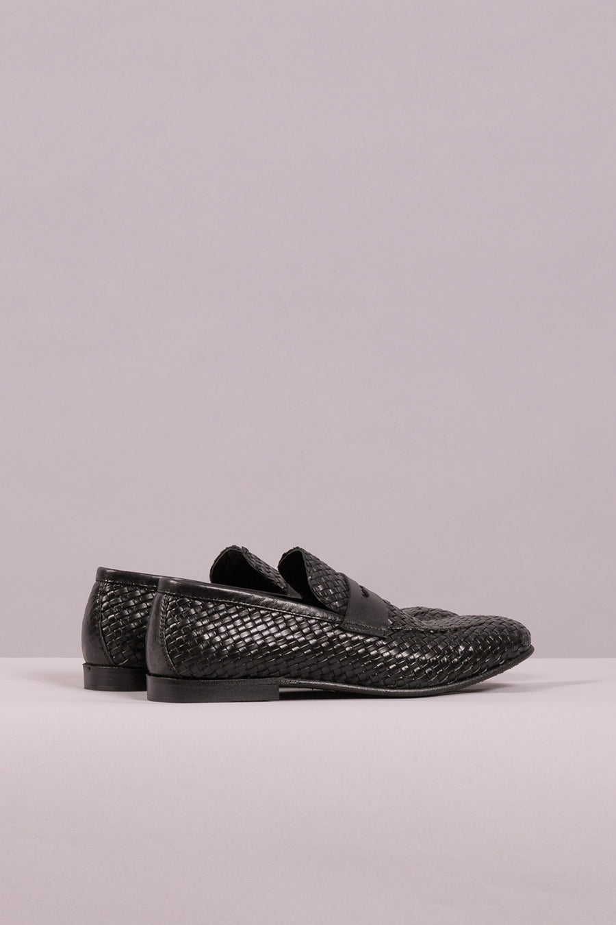 Mocassino intrecciato in pelle - Nero