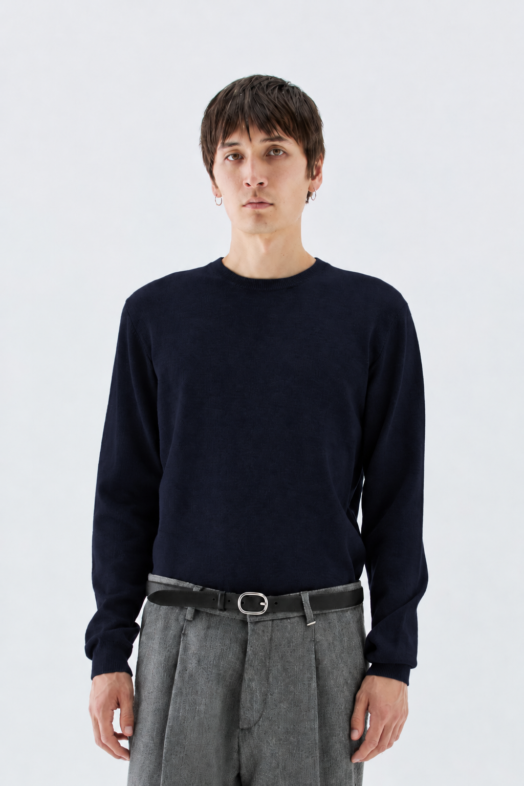 Girocollo in maglia rasata - Blu