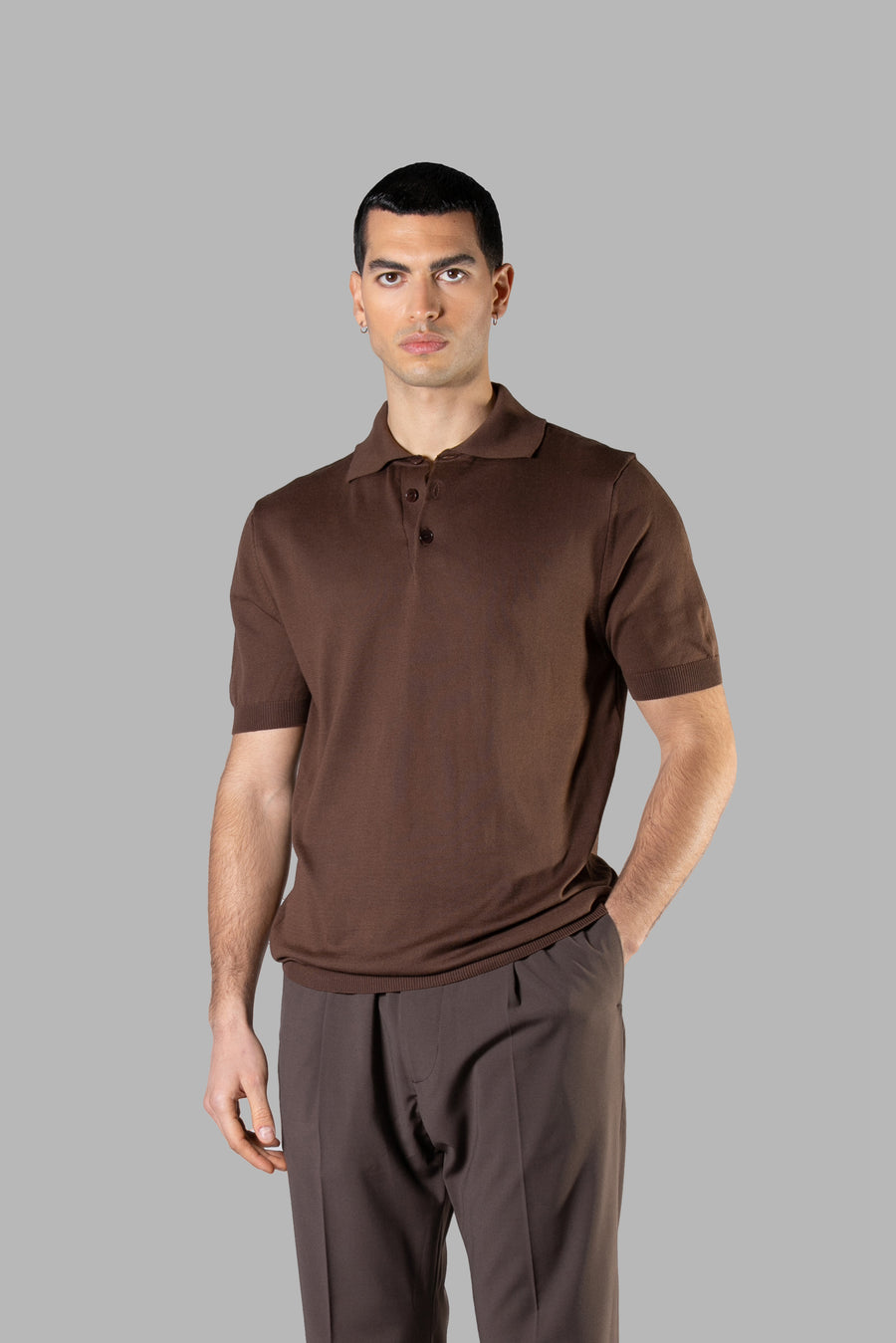 Polo in maglia di cotone regular fit - Moro