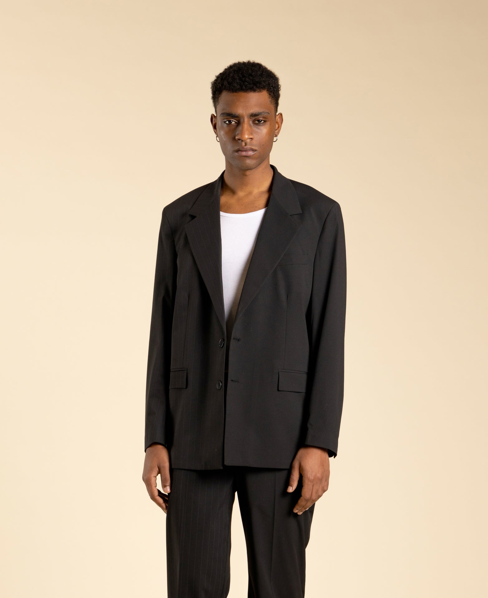 Giacca oversize metà gessata