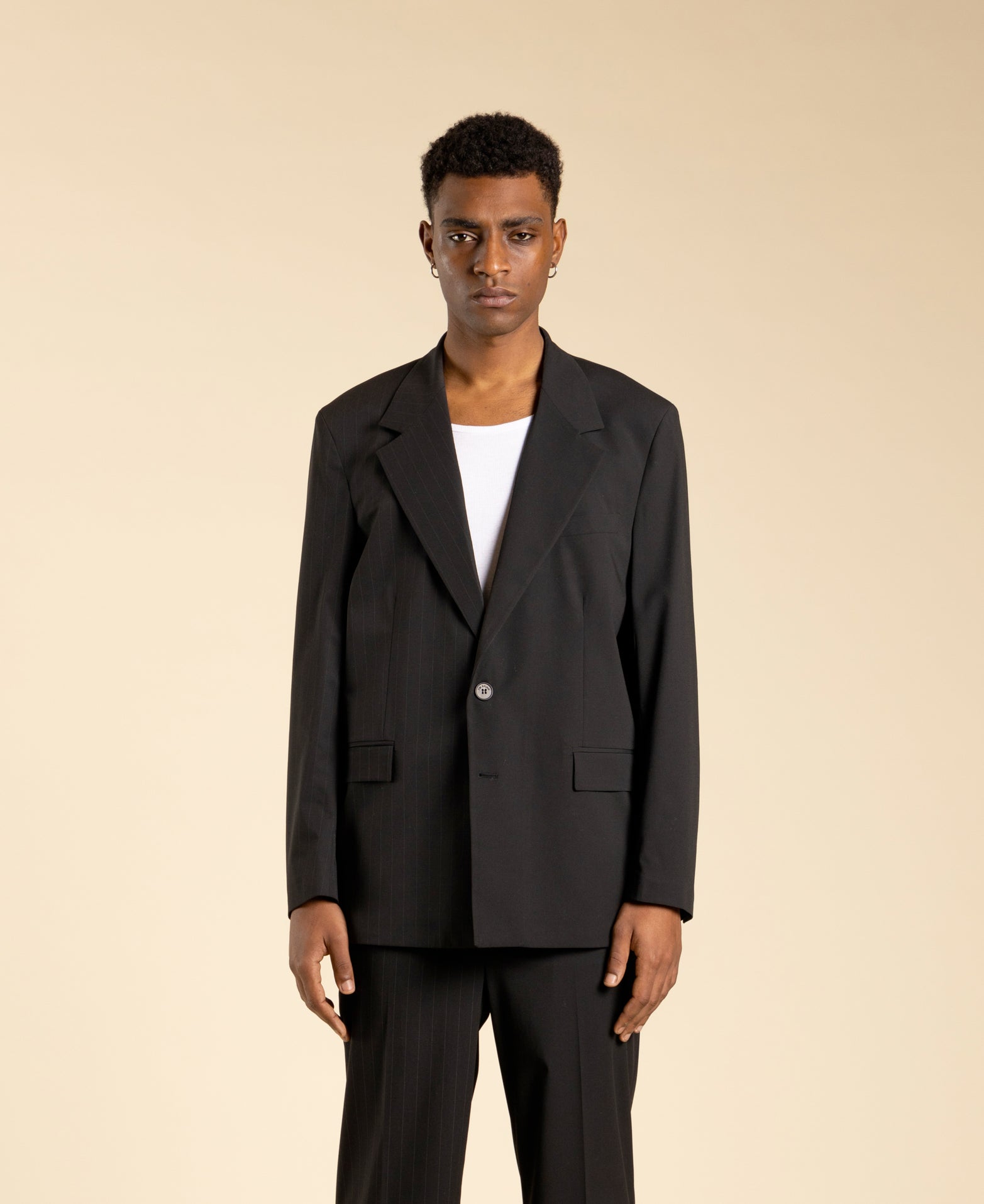 Giacca oversize metà gessata