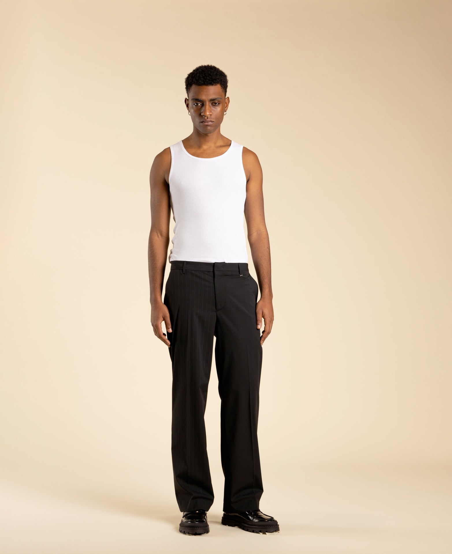 Pantalone flare ampio metà gessato