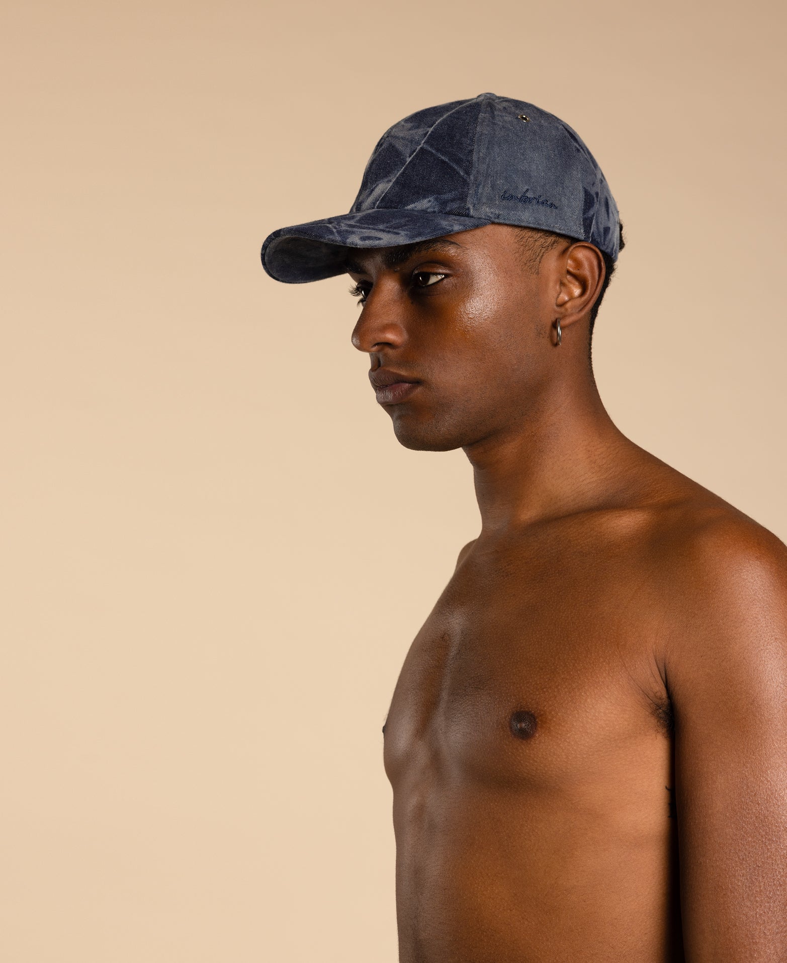 Blue denim cotton baseball cap