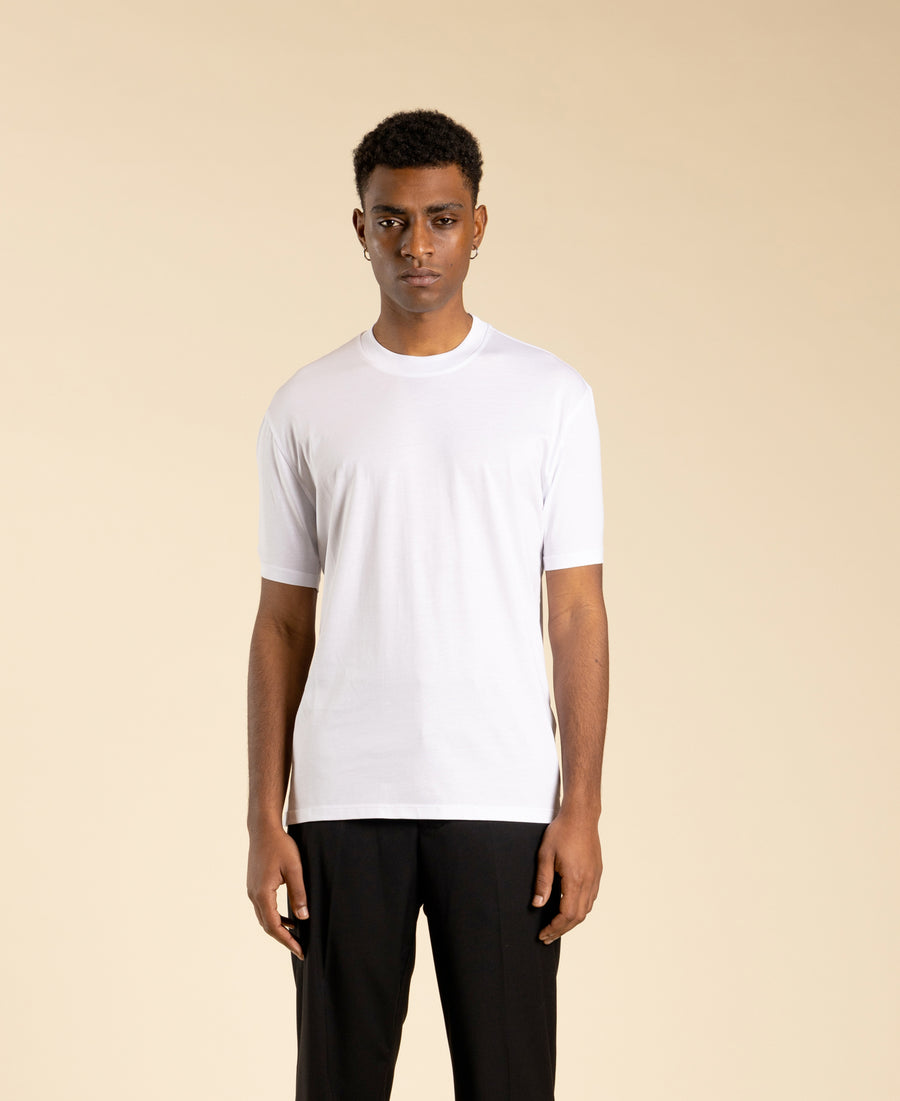 T-shirt regular fit in cotone filo di scozia - Bianco