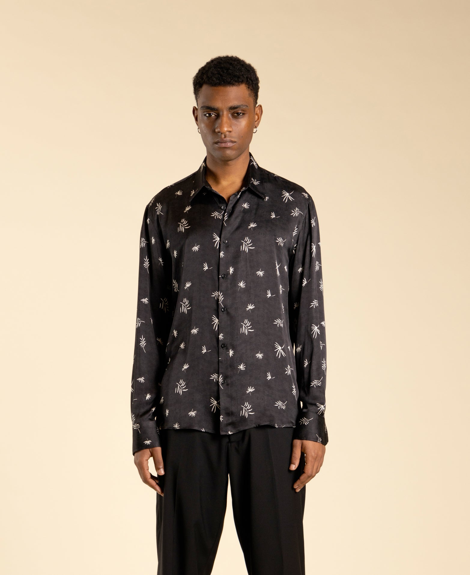 Viscose shirt with palm print