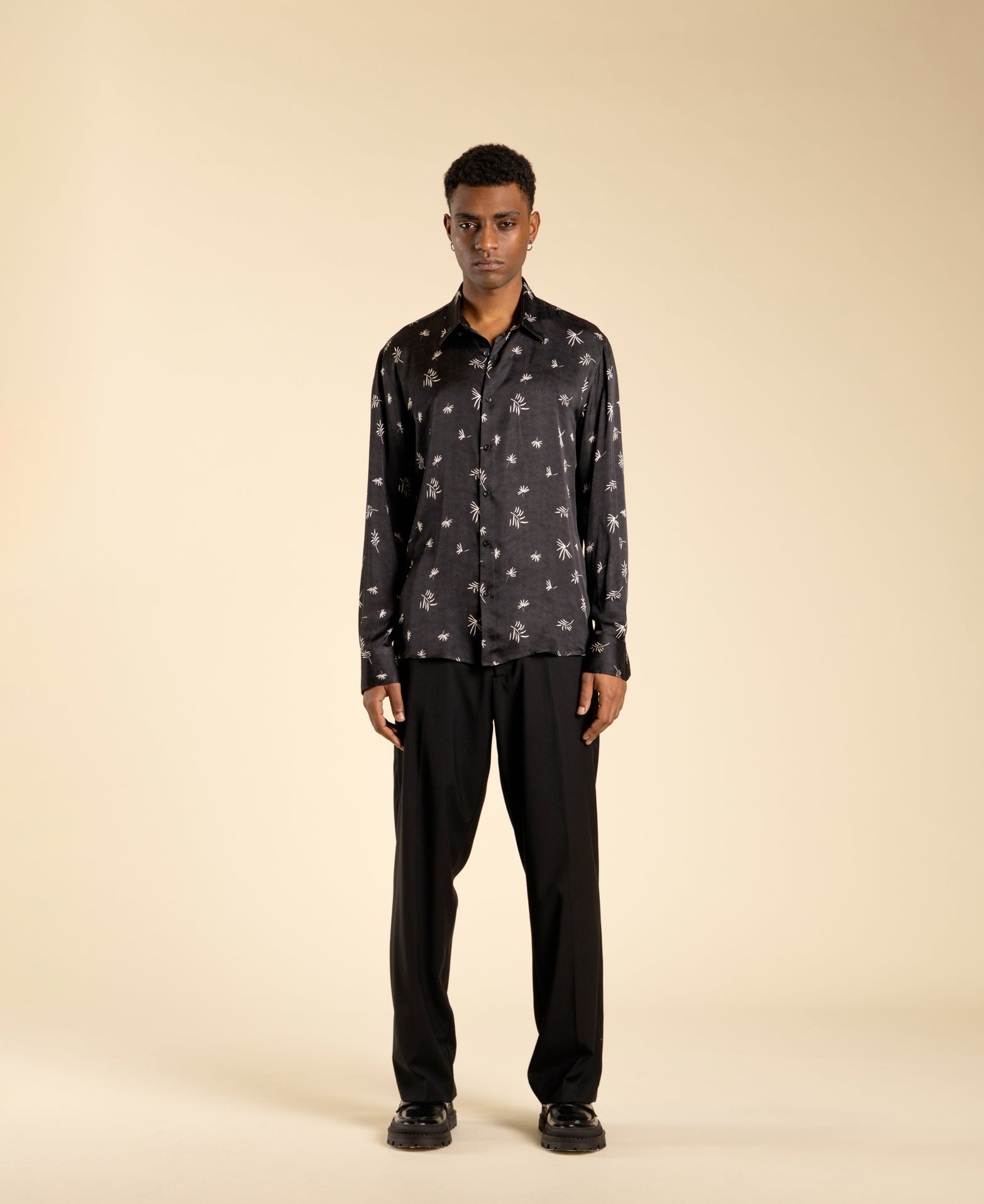 Viscose shirt with palm print