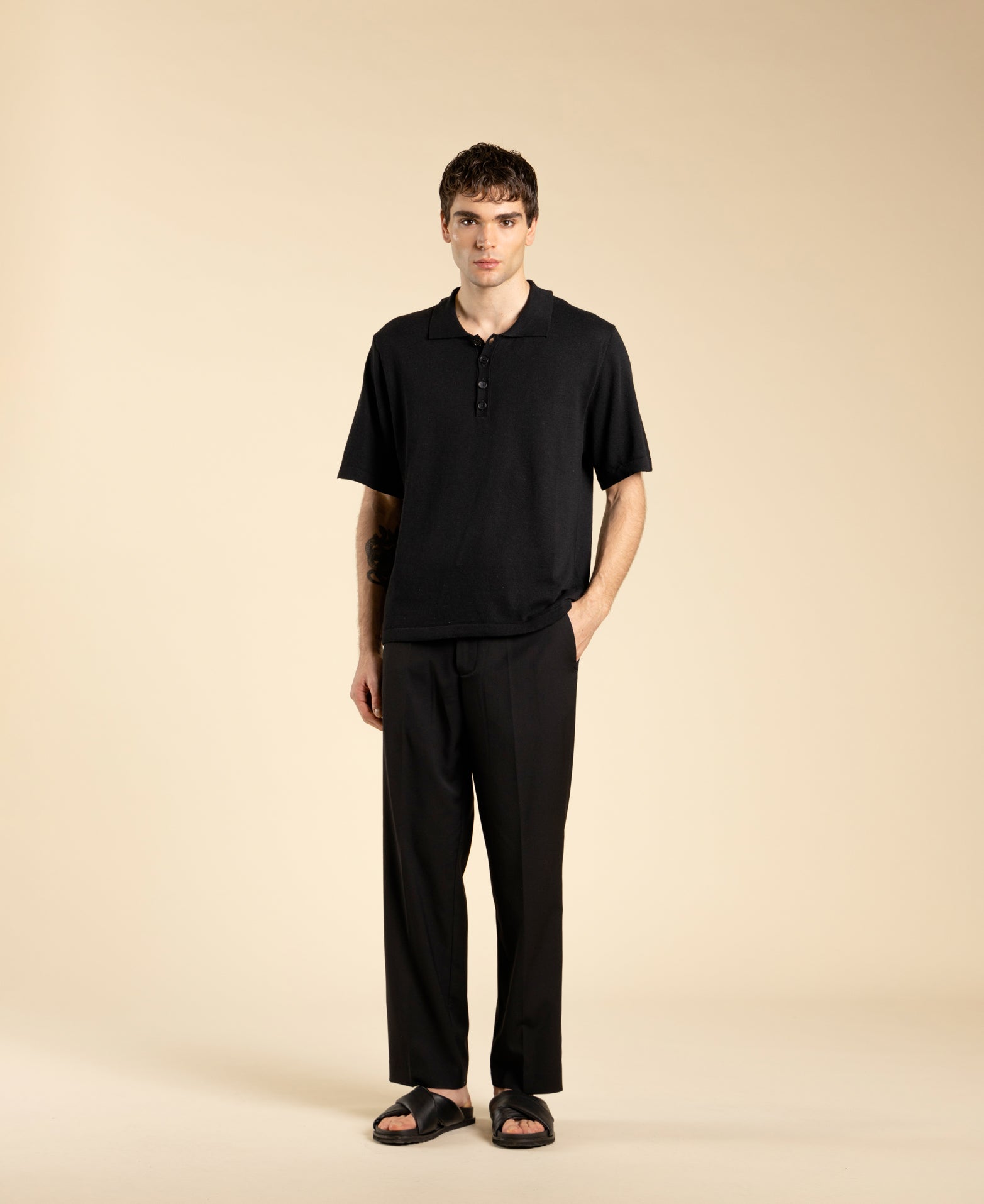 Short-sleeved polo shirt - Black