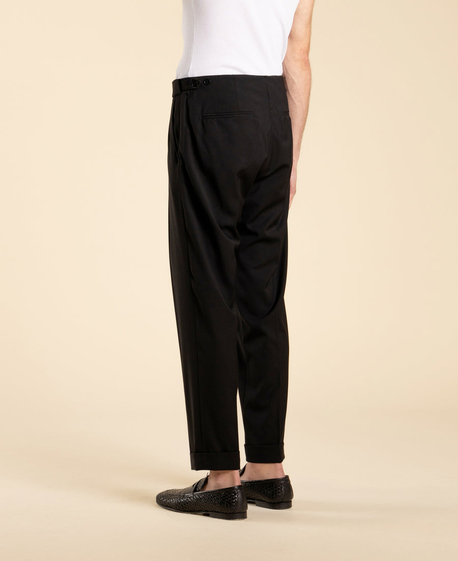 Pantalone regular fit doppia pinces - Nero